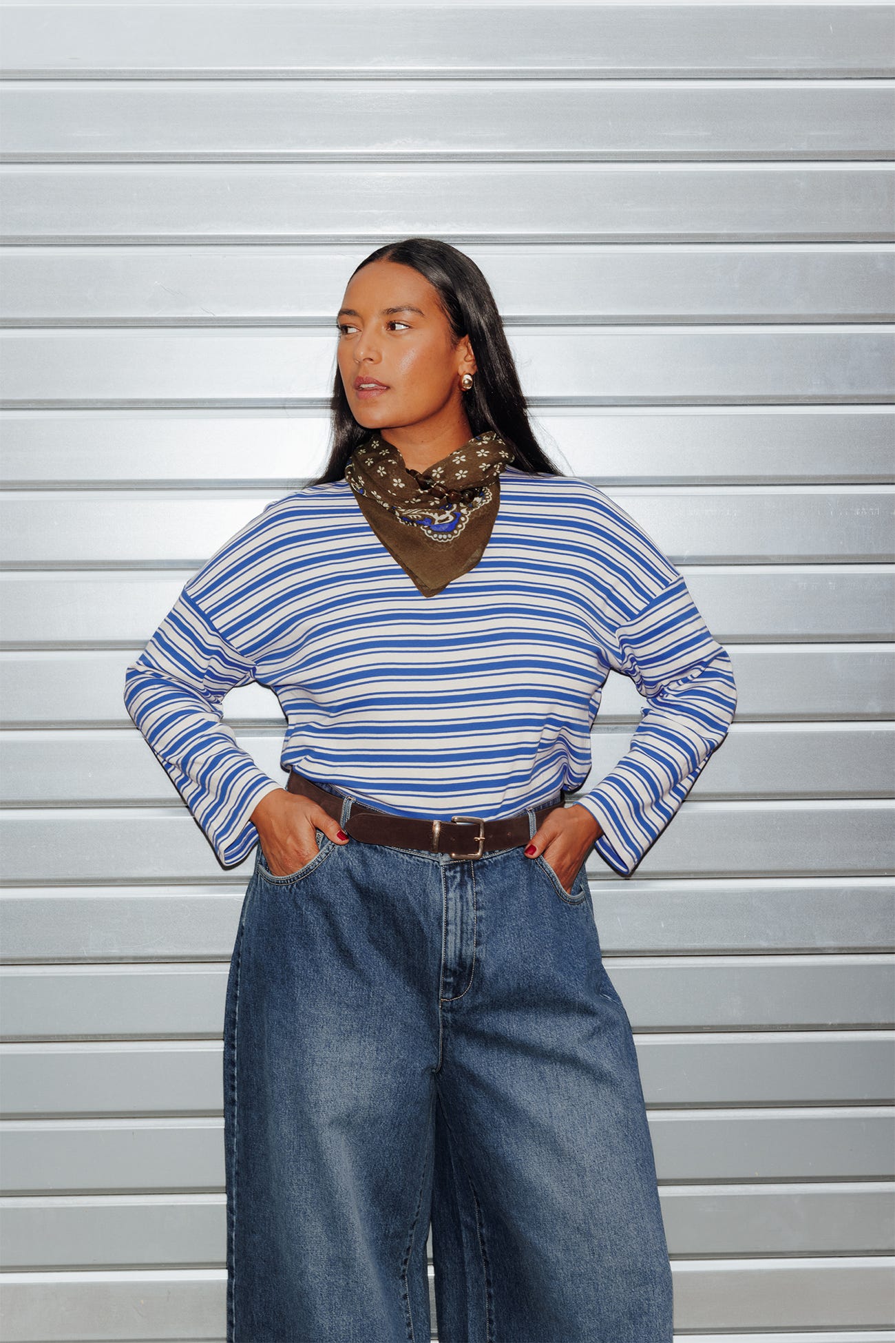T-shirt rayé en jersey Femme