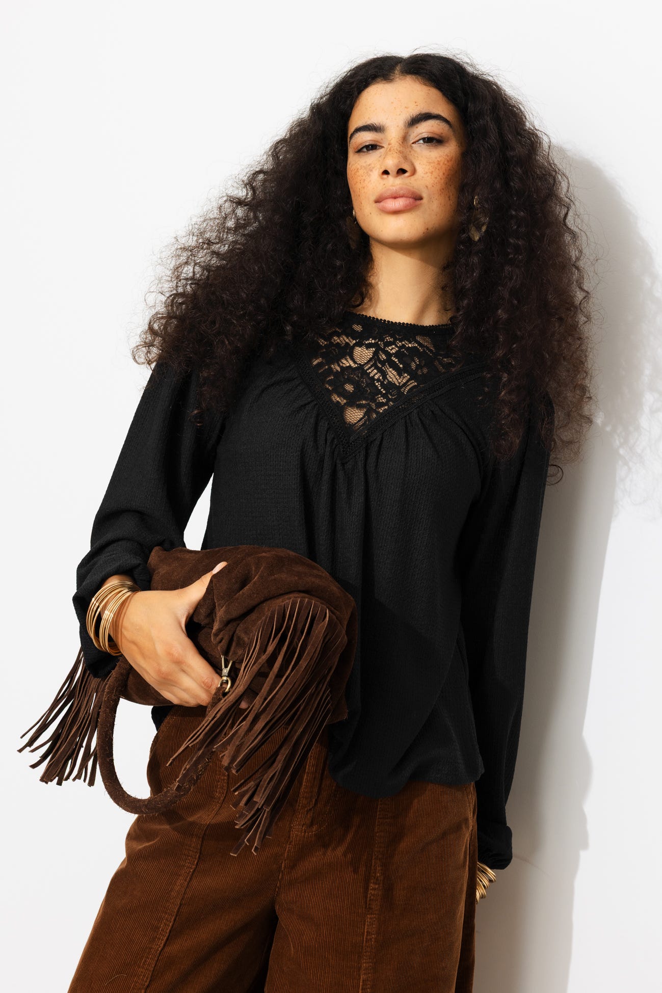 T-shirt détail dentelle Femme