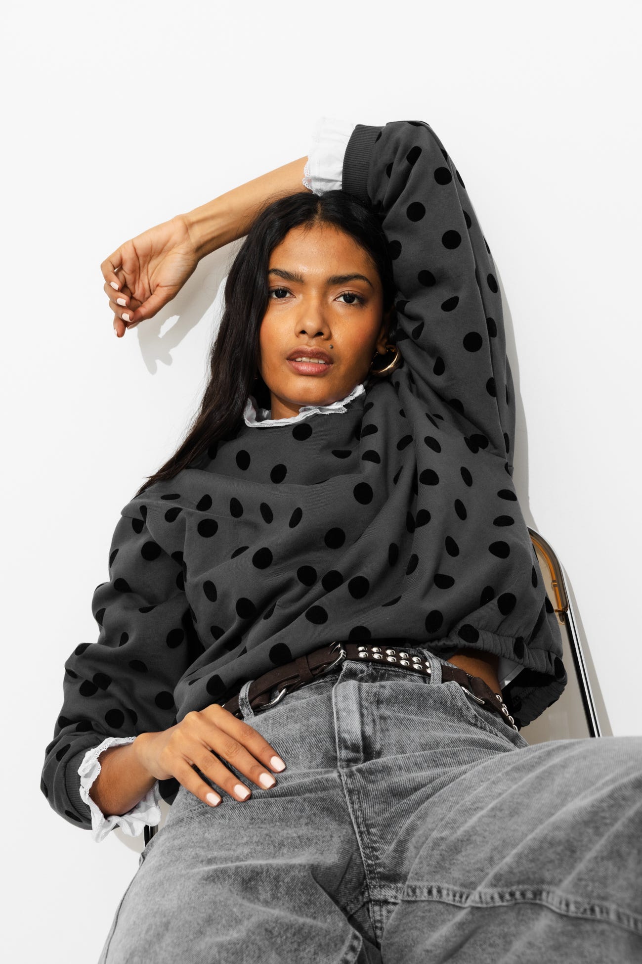 Sweat-shirt à pois Femme