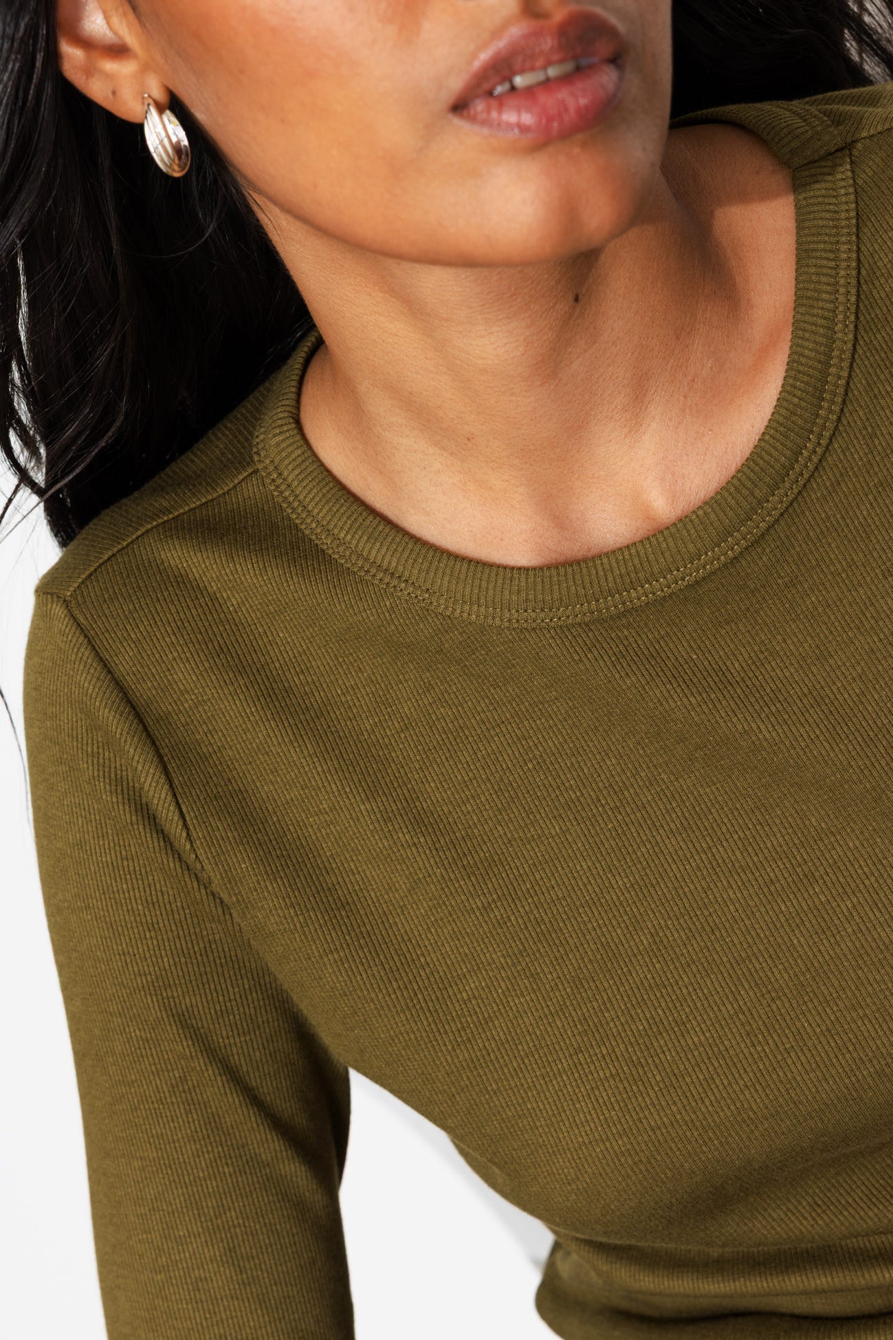 Long-sleeved rib t-shirt