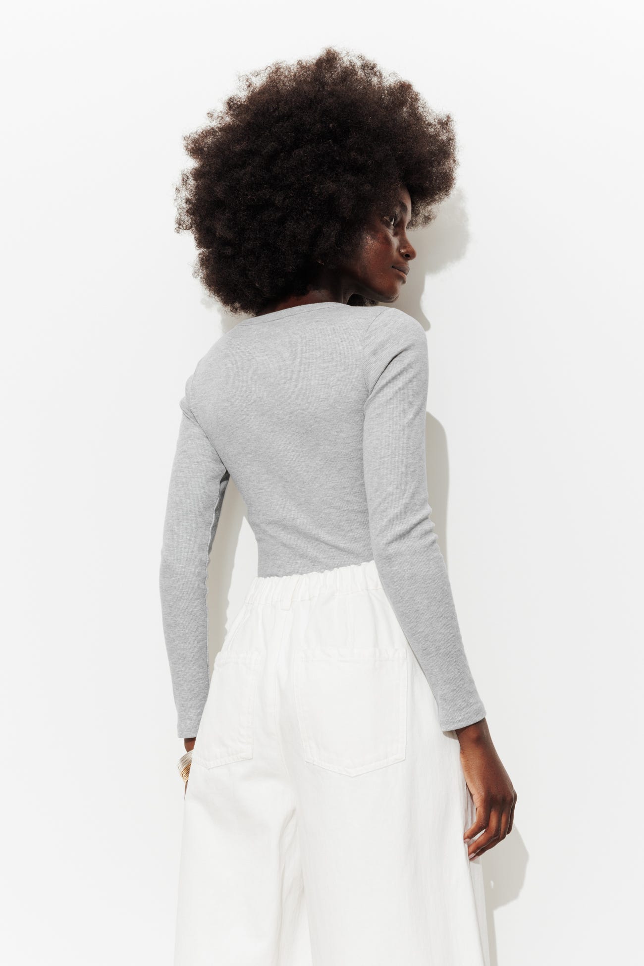 Body côtelé col V Femme