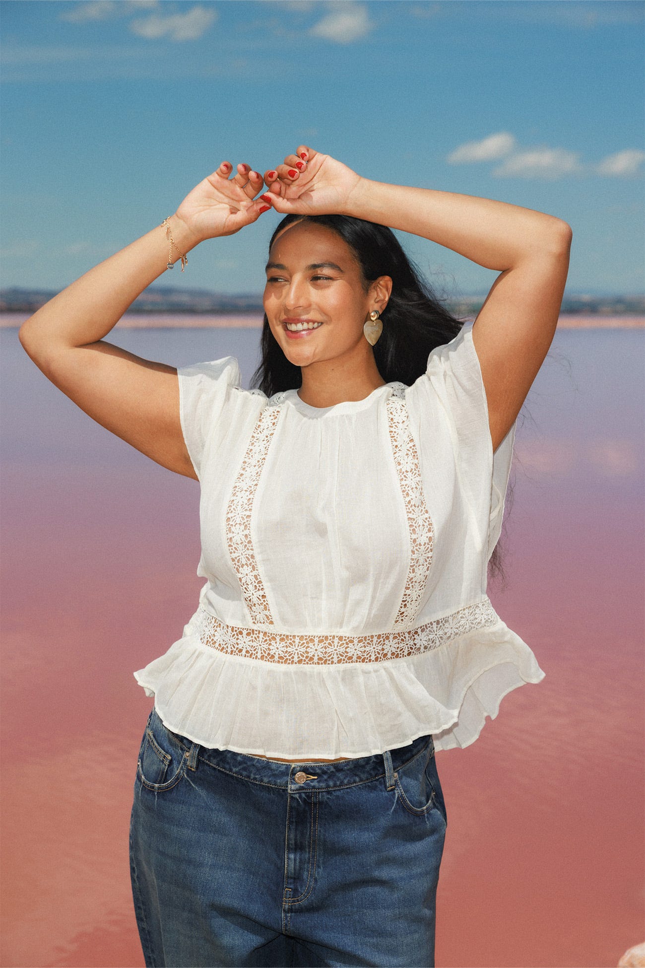 Blouse en cotonnade guipures