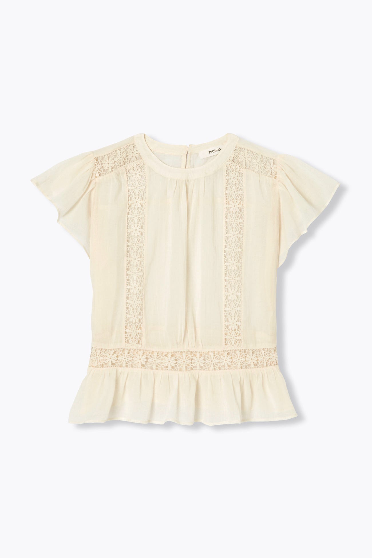Blusa cotone e pizzo guipure