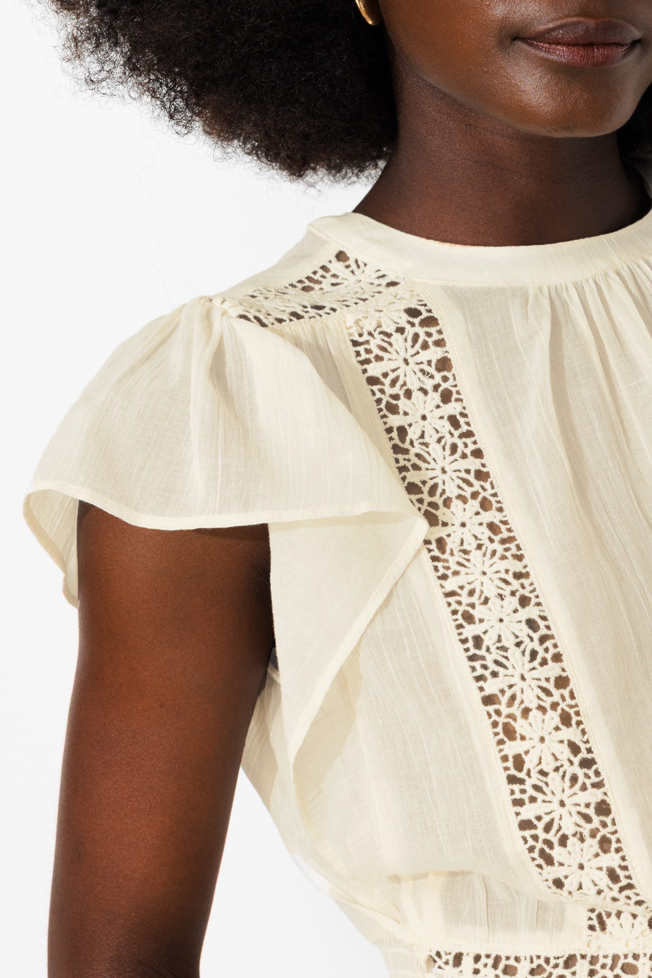 Blusa de algodón & guipur