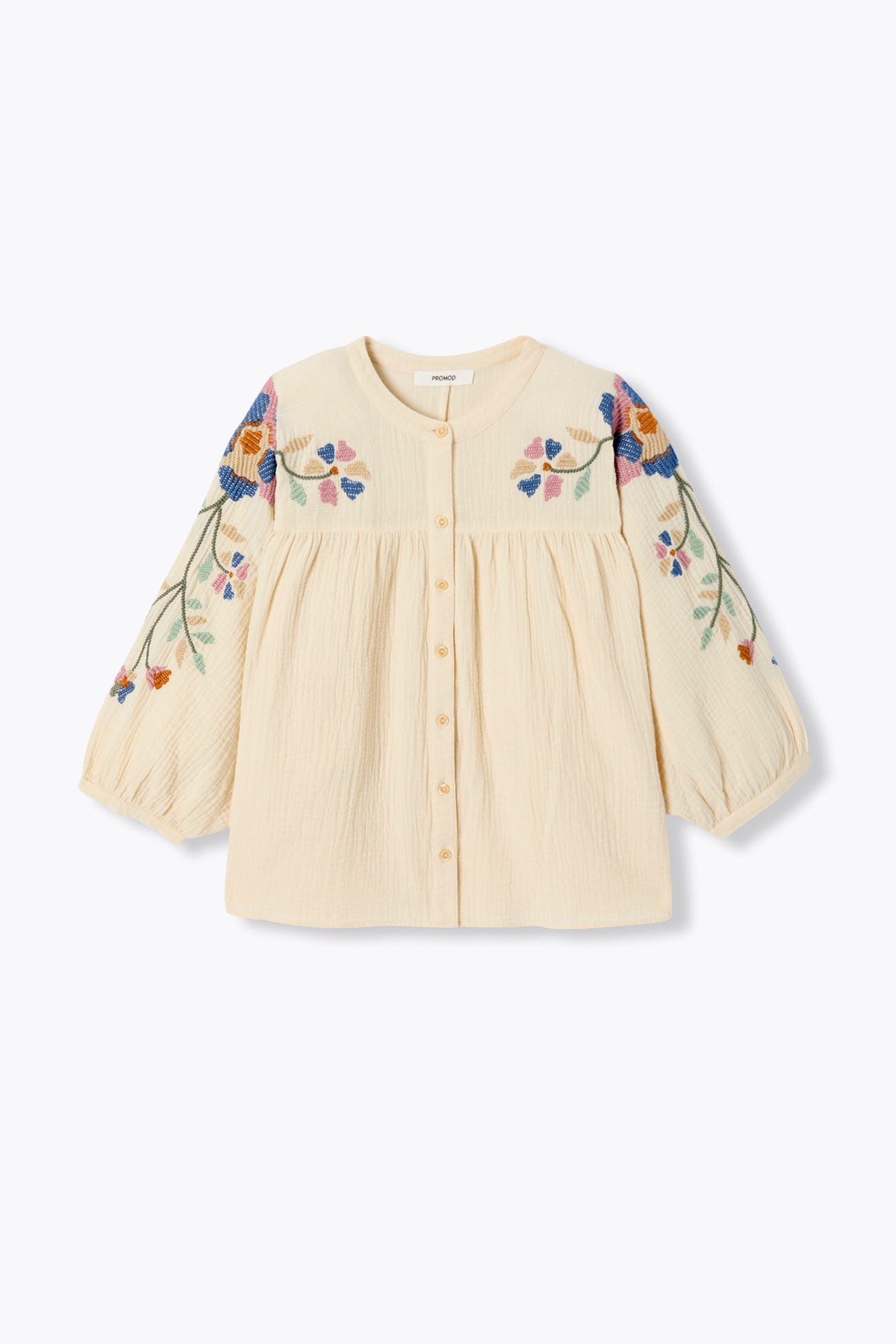 Chemise brodée gaze de coton