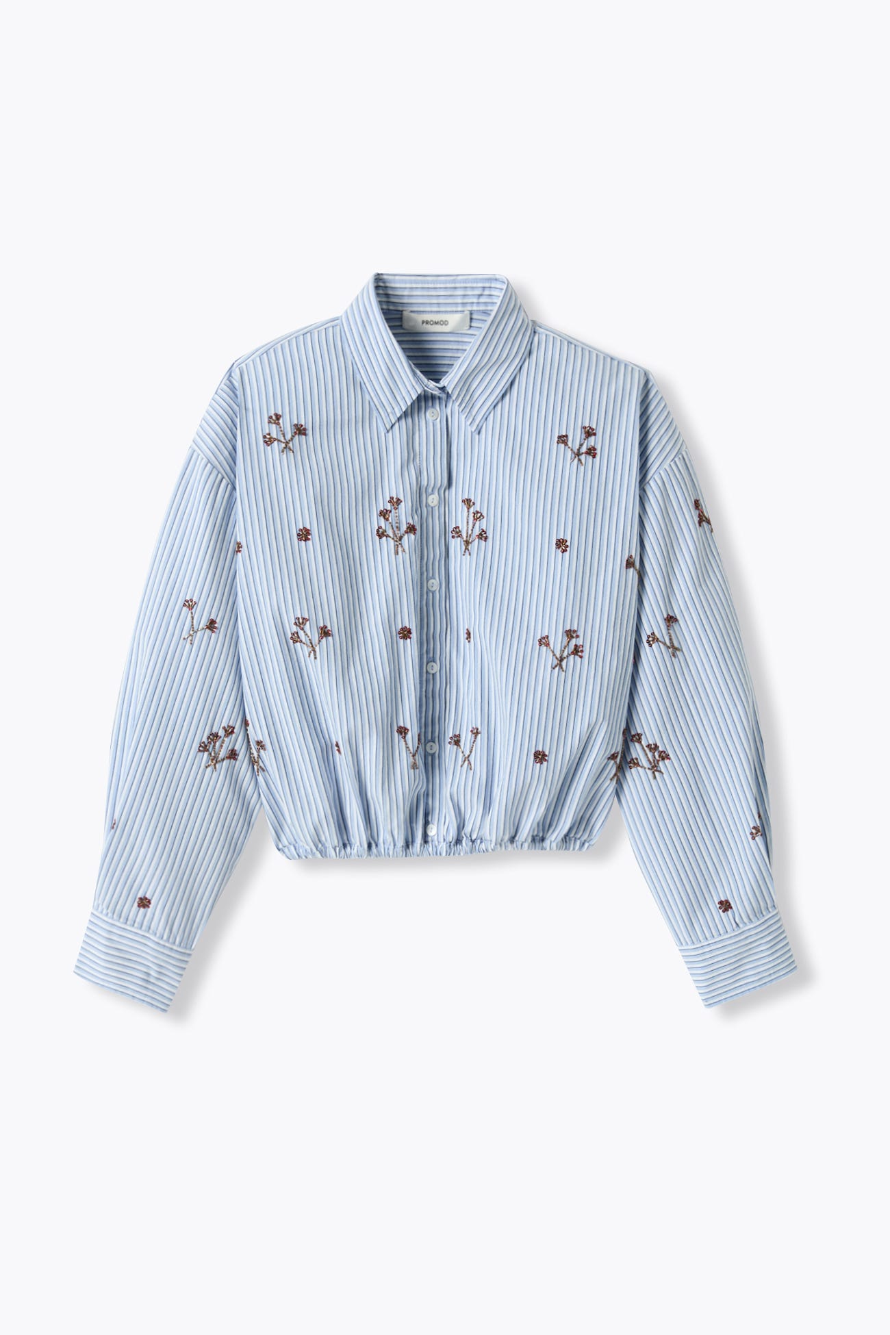 Chemise boule rayée et perlée