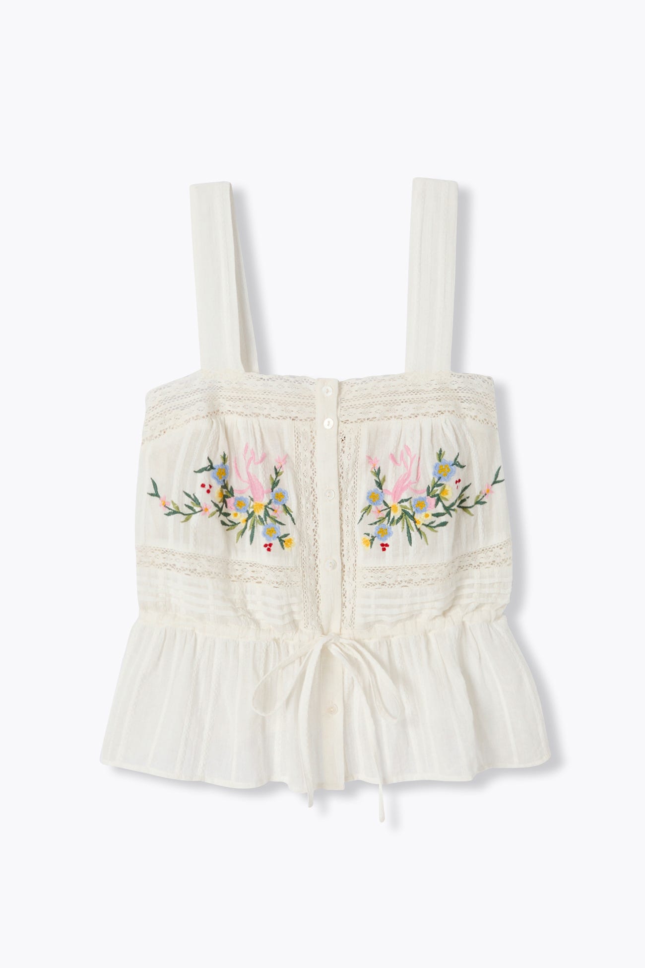 Top en cotonnade brodée Femme