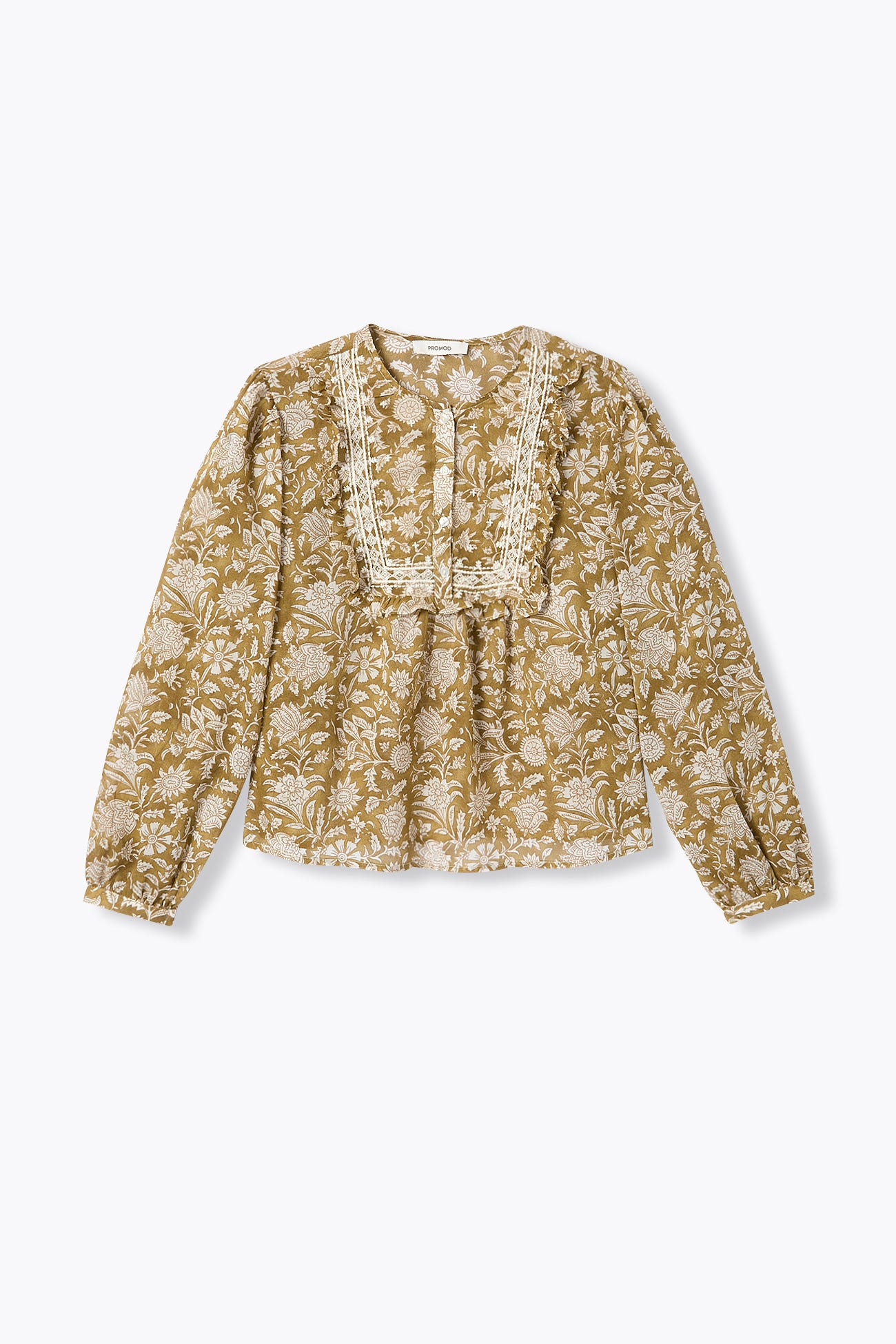 Geblümte Bluse mit Plastron
