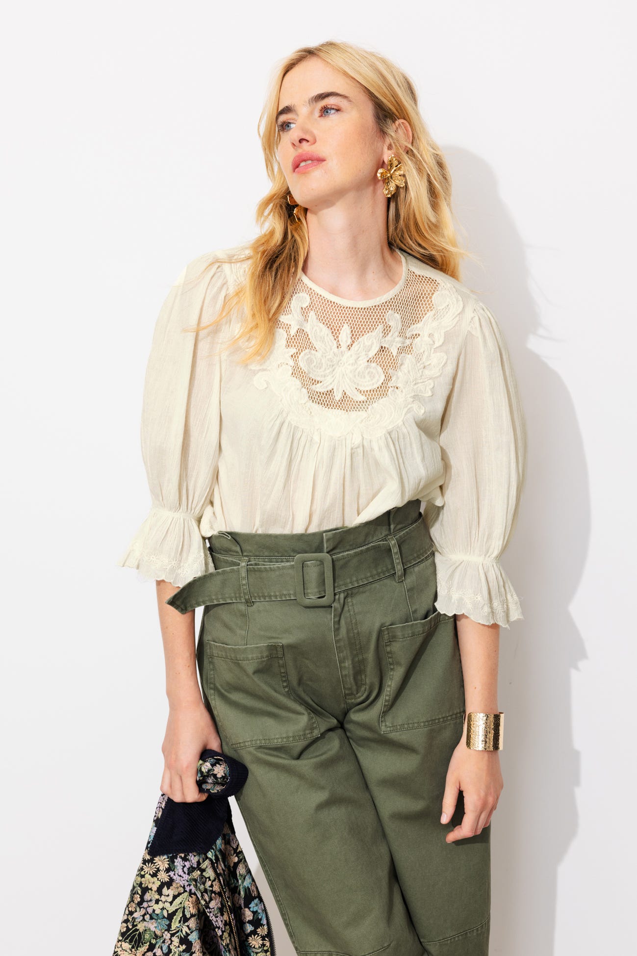 Romantische bestickte Bluse