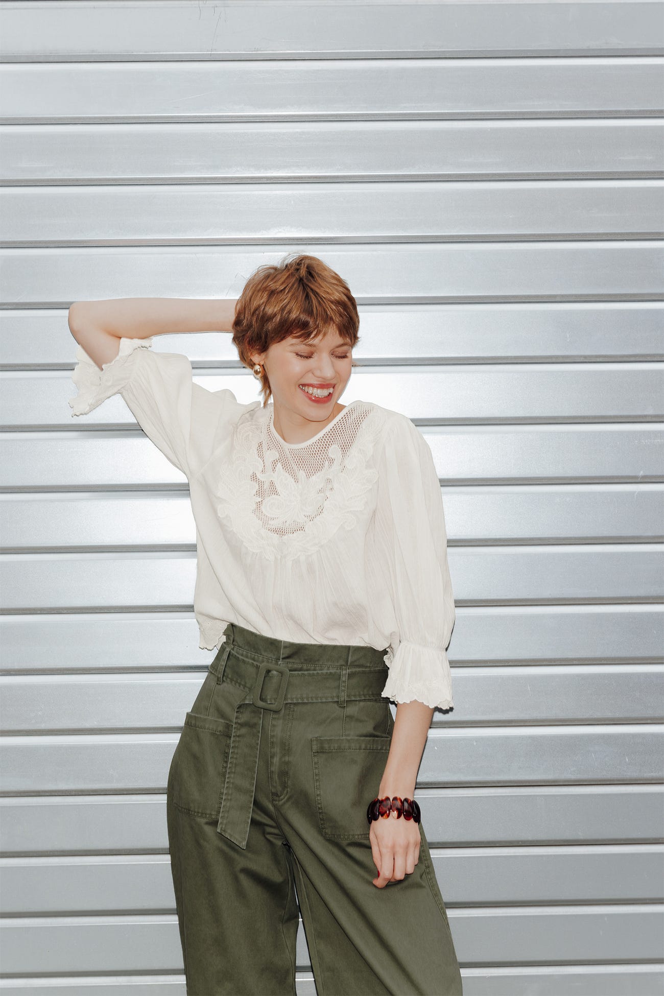 Blusa romantica ricamata Donna