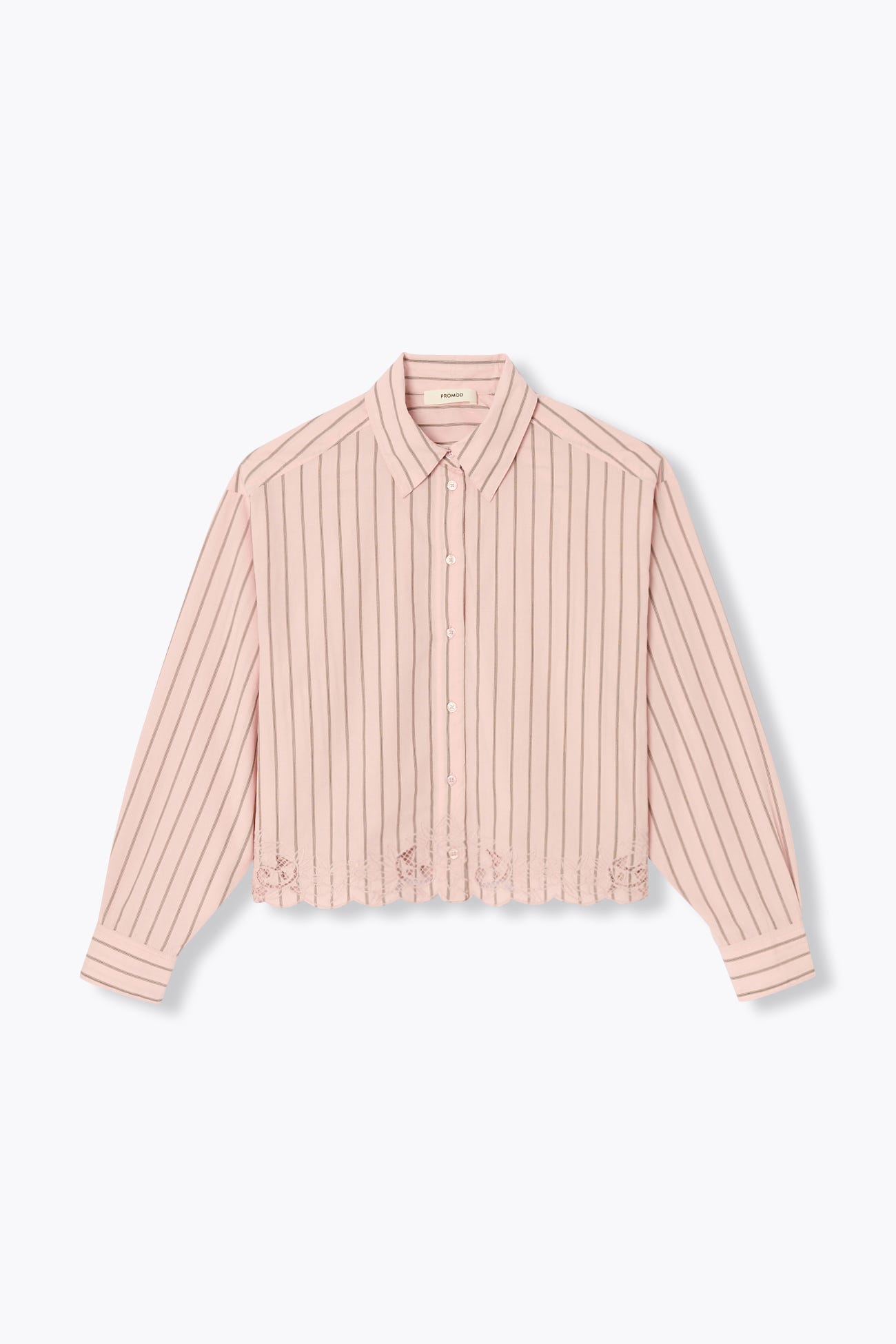 Lace detail striped shirt