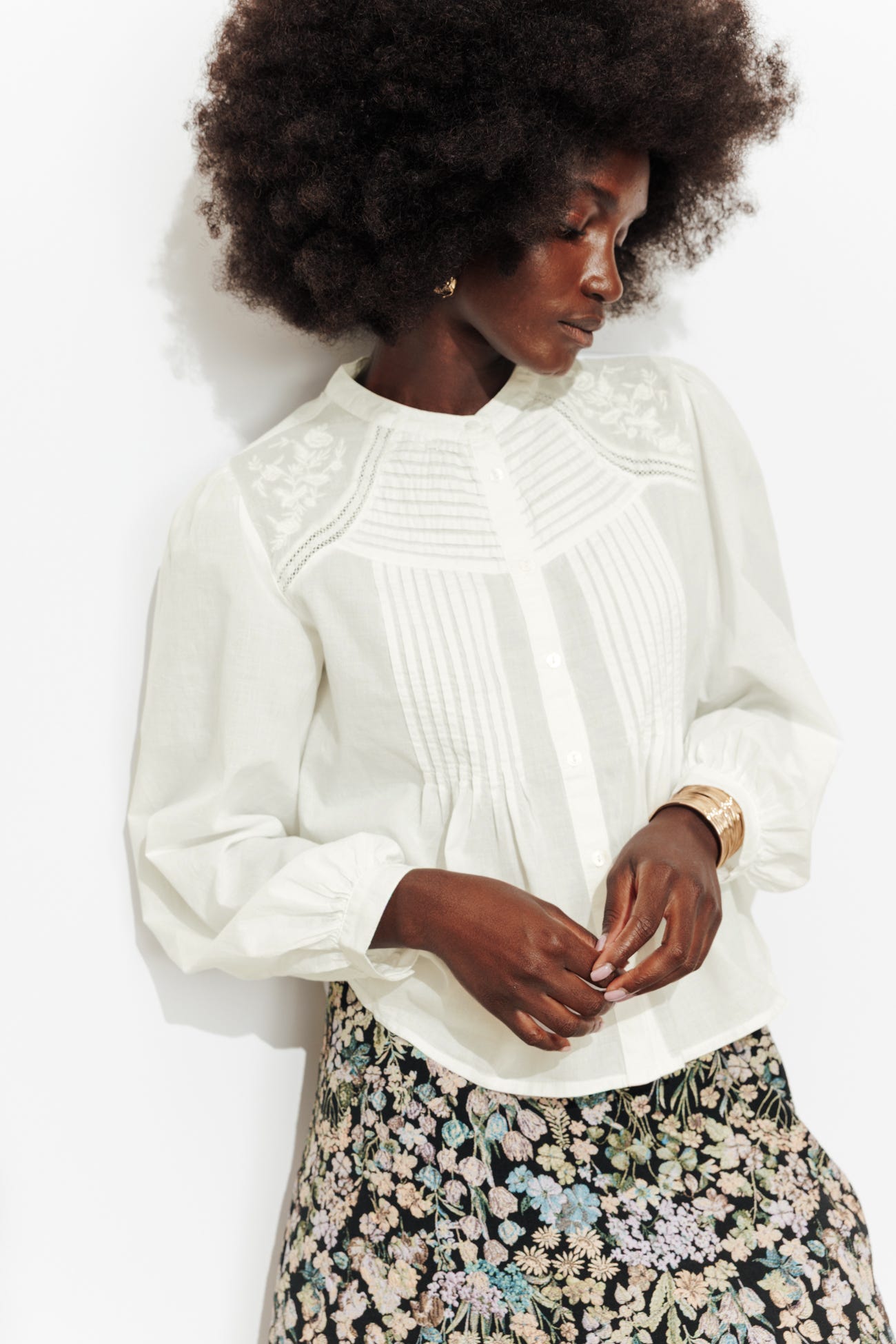 Blouse plissée romantique