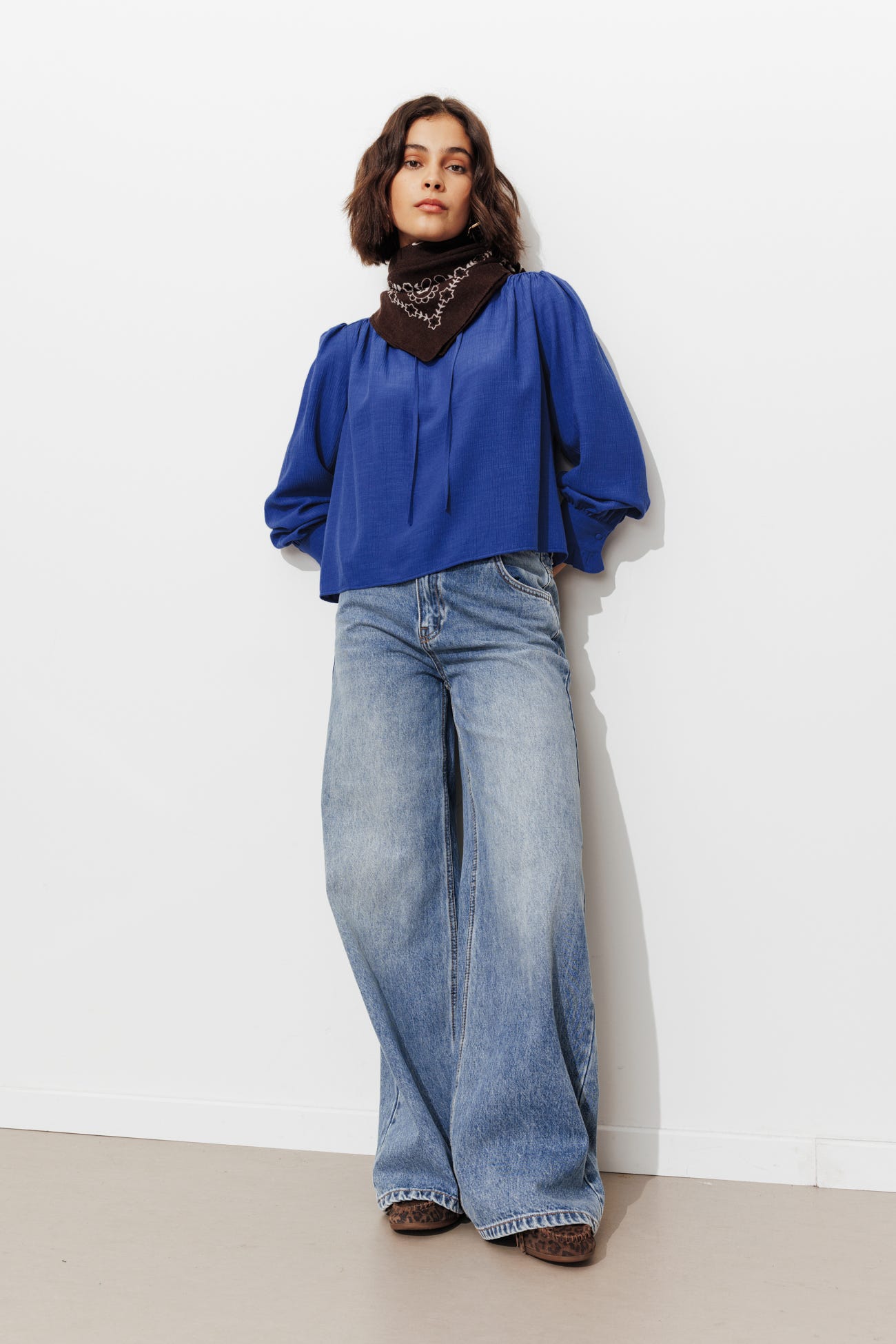 Frilly neckline blouse