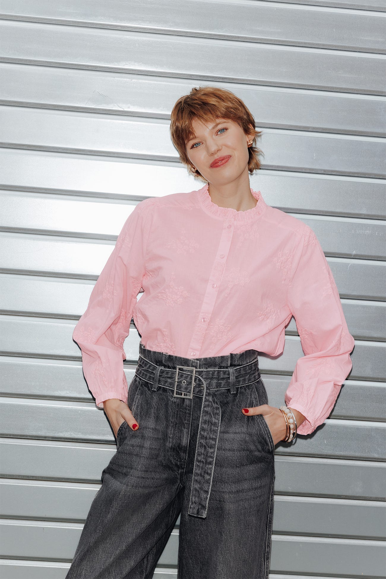Chemise en cotonnade brodée