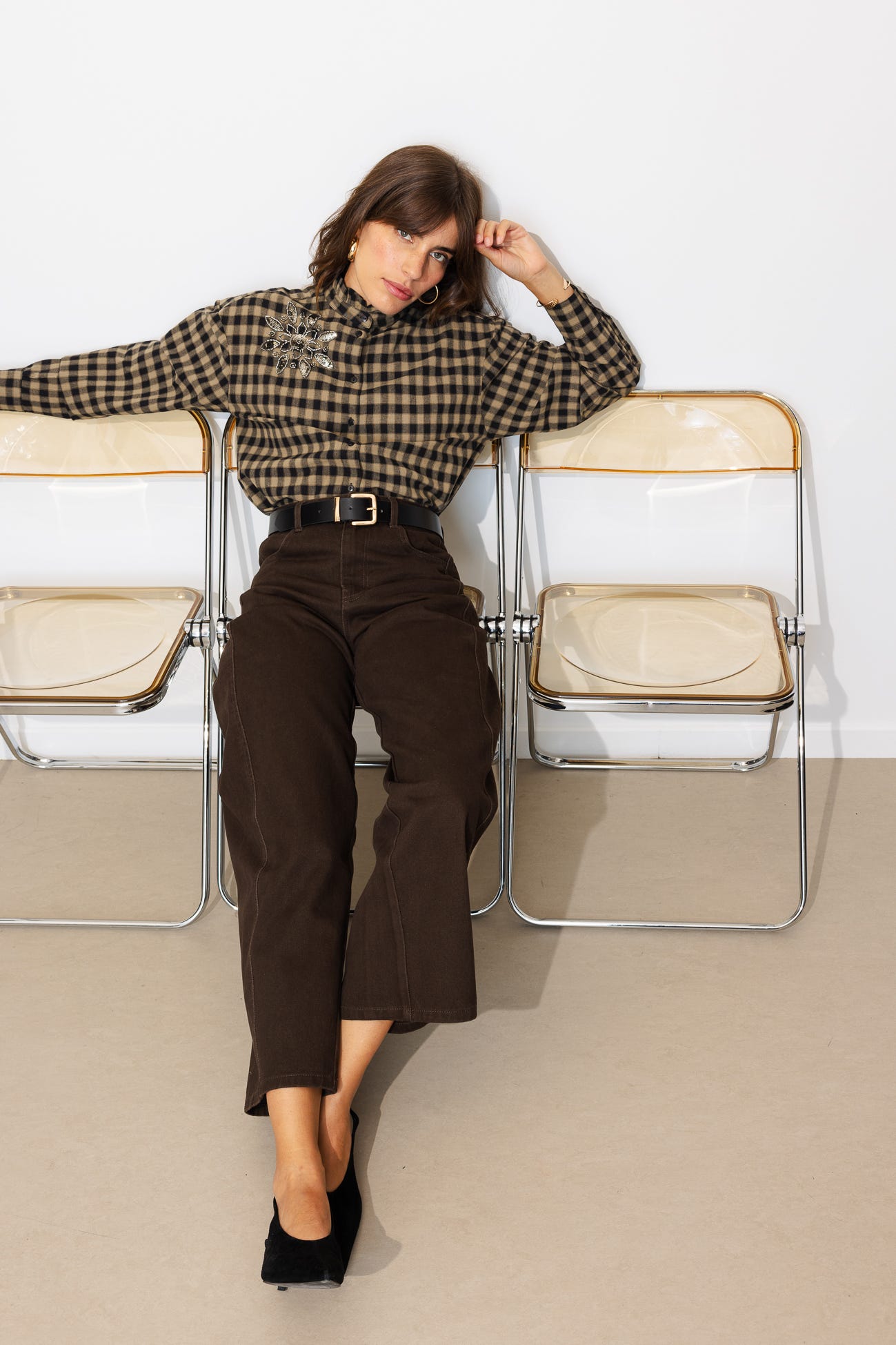 Checked and beads shirt