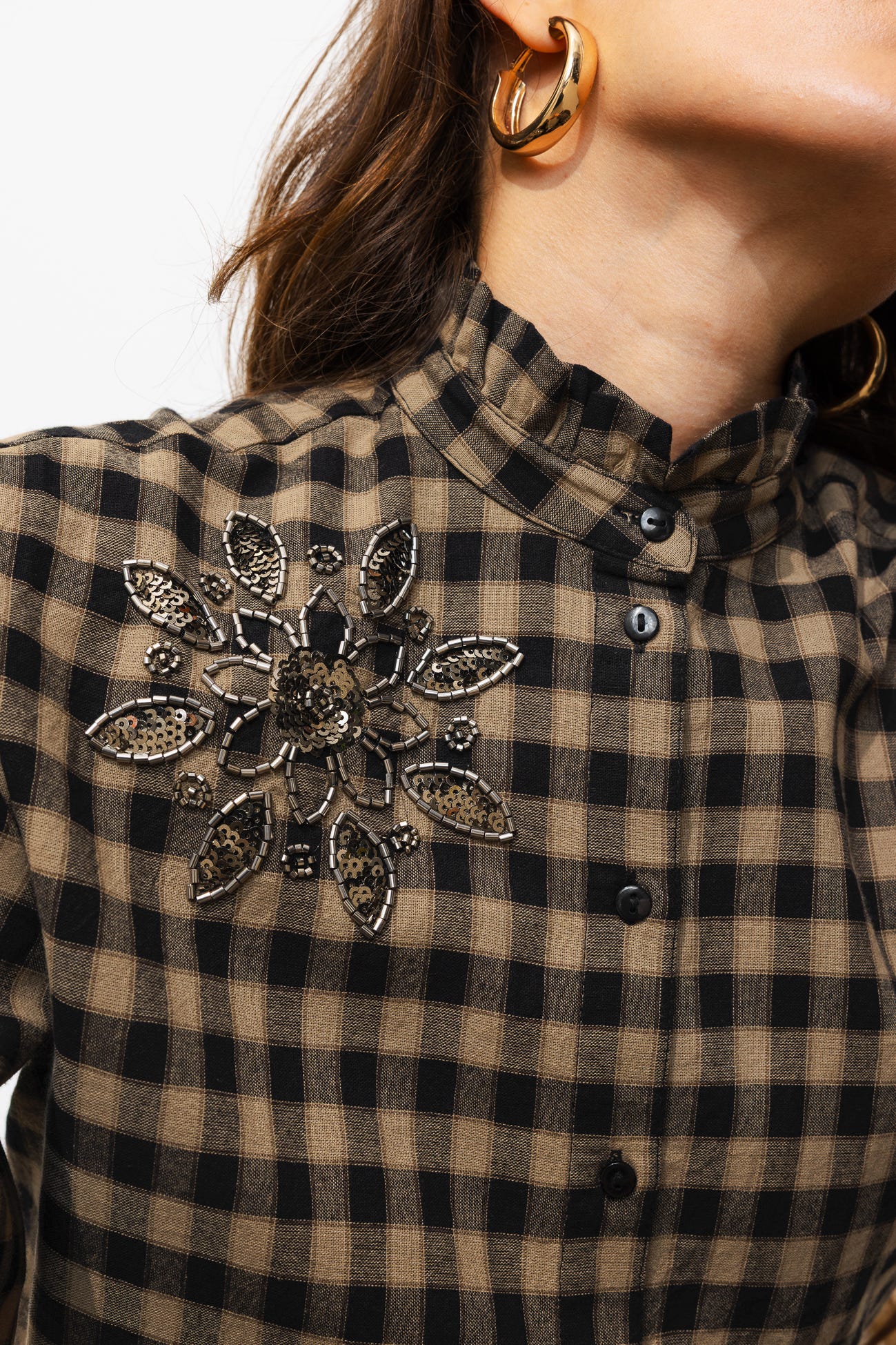 Checked and beads shirt