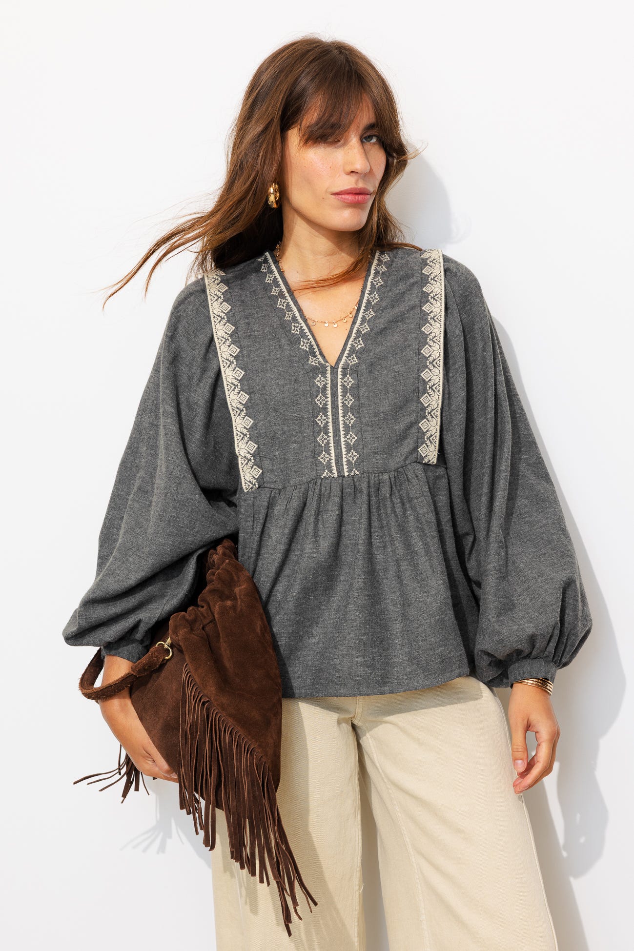 Blouse brodée Femme