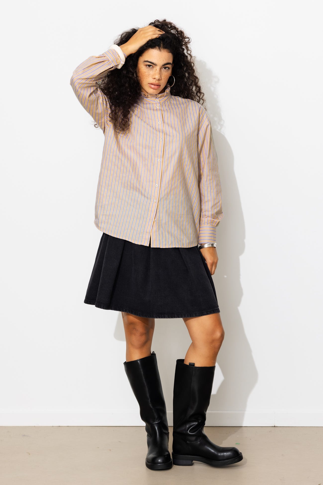 Victorian collar striped shirt