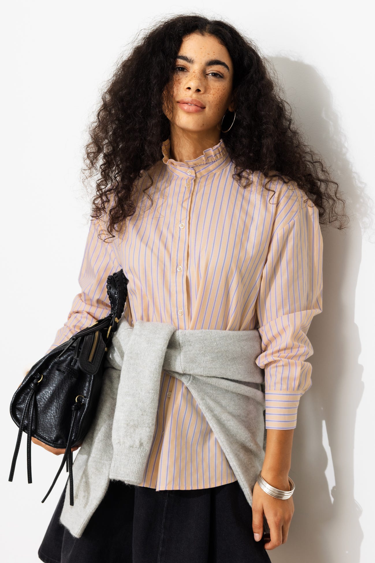 Chemise rayée col Victorien