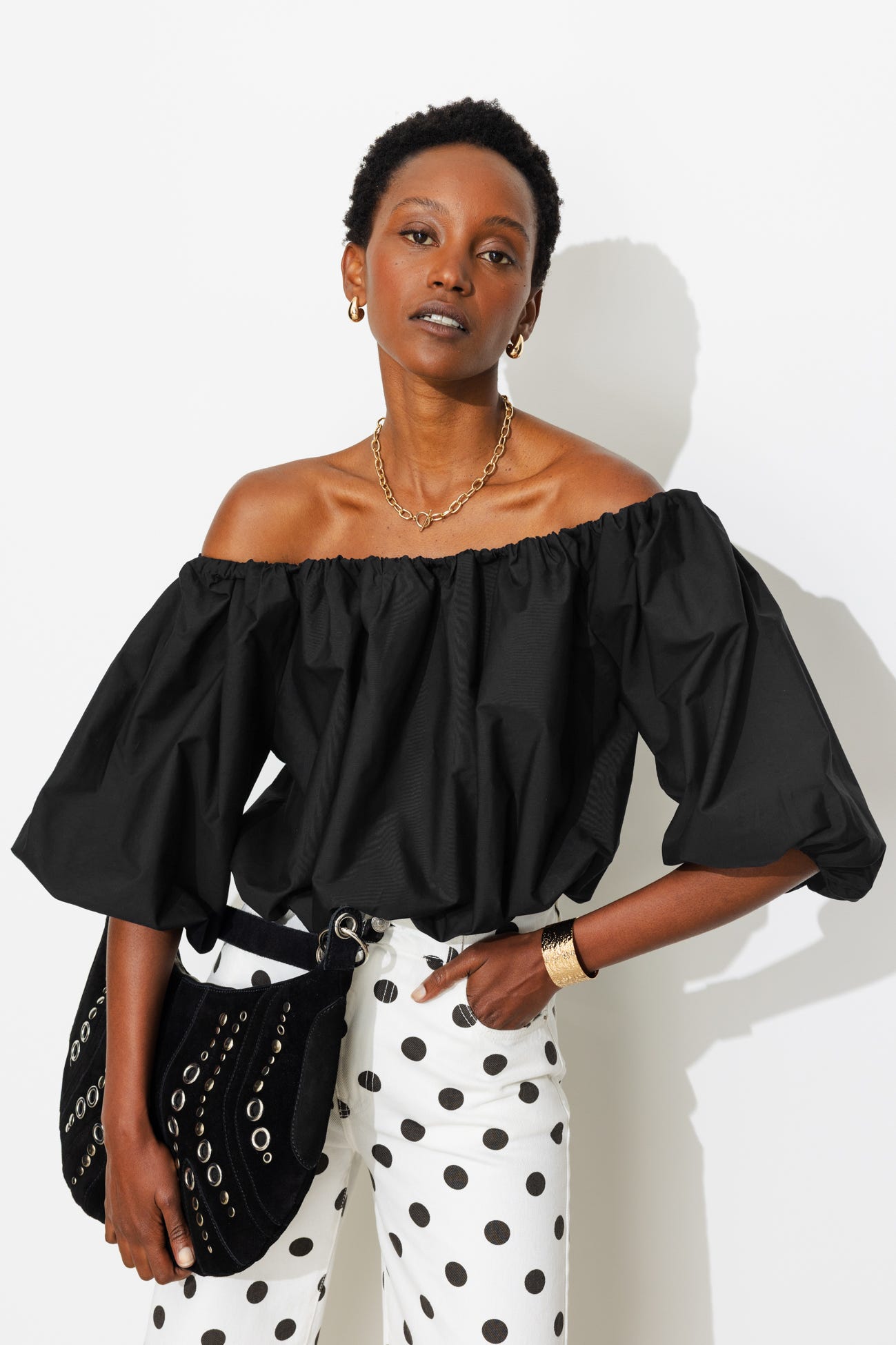 Kurze Ballonbluse