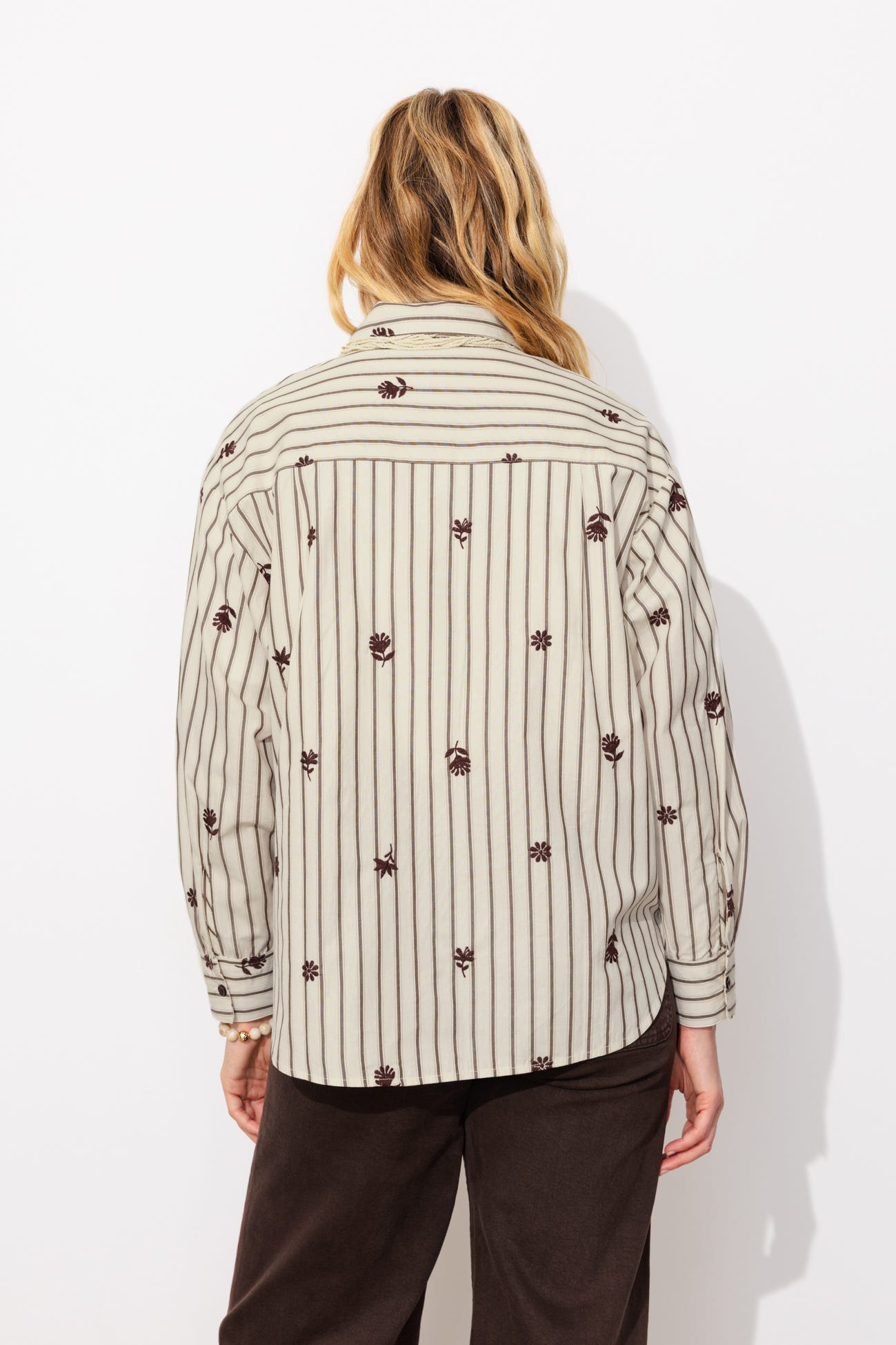 Chemise oversize rayée brodée