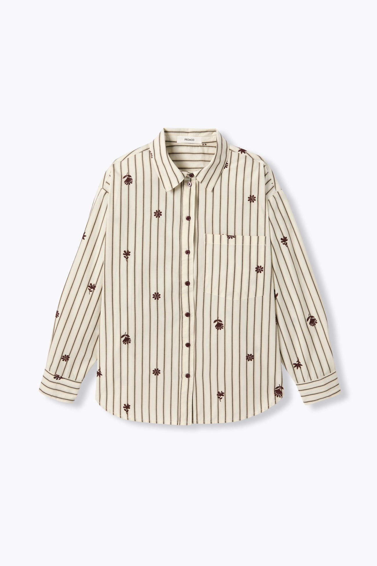 Chemise oversize rayée brodée