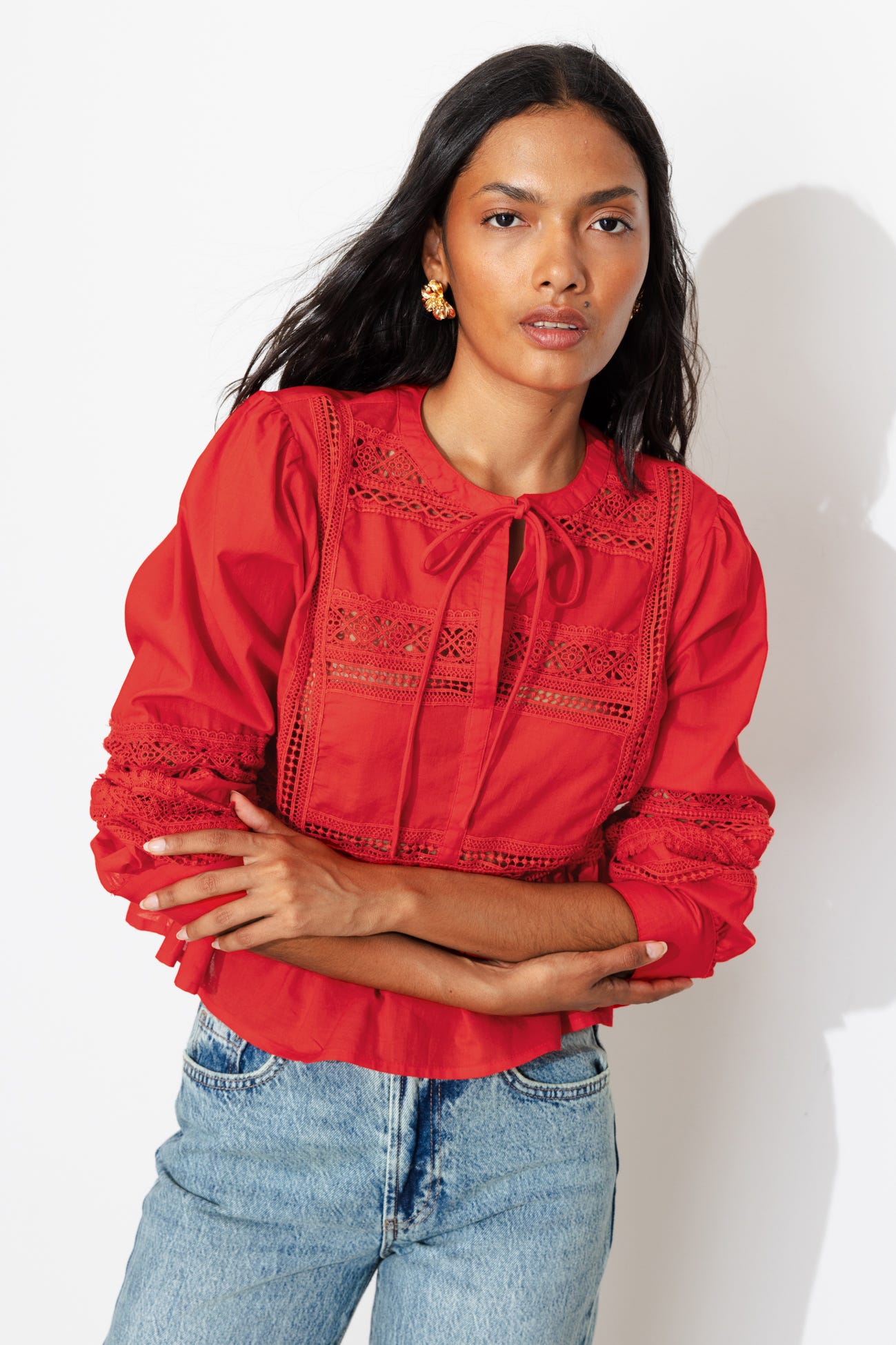 Blouse détail dentelle Femme