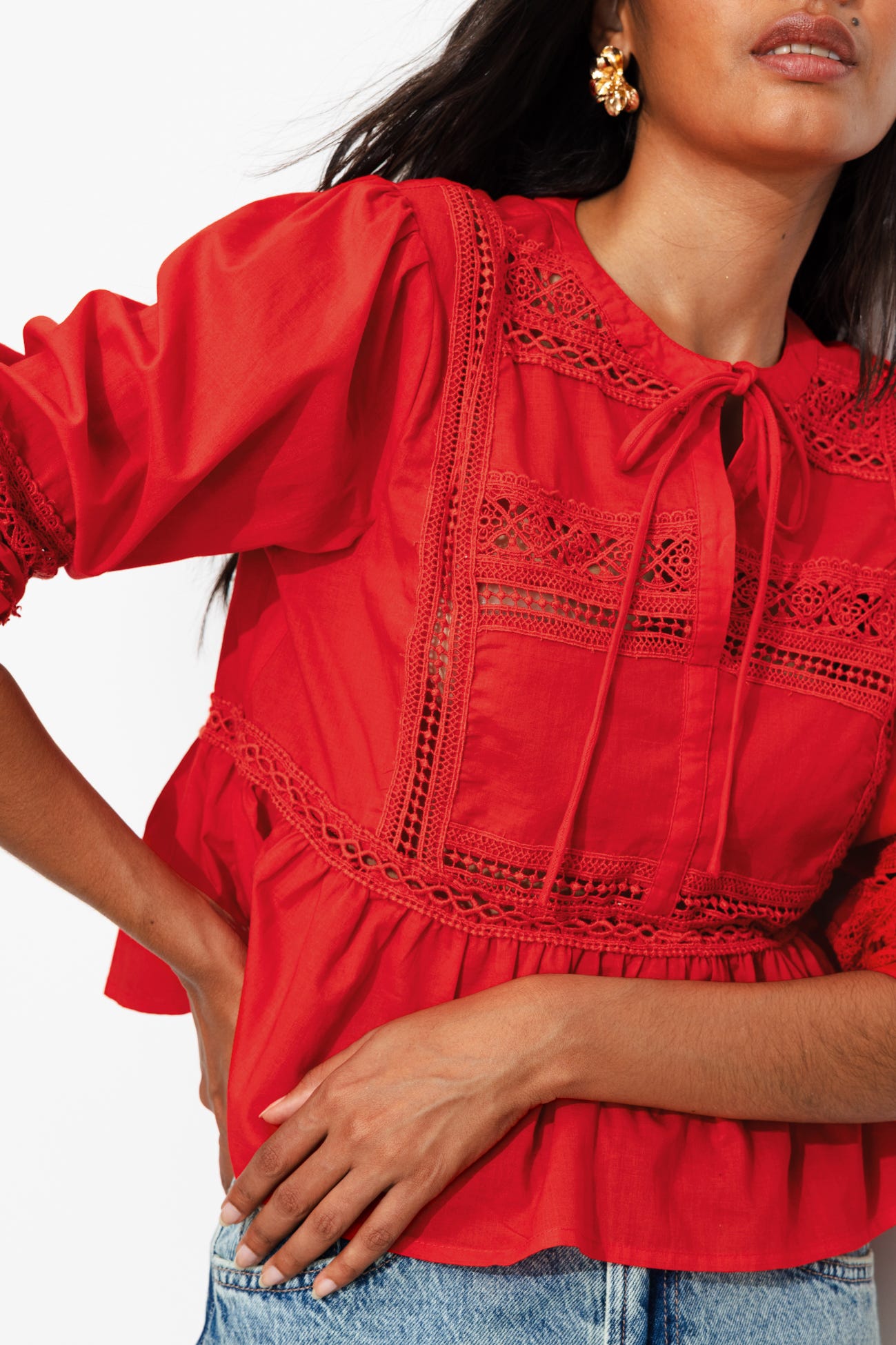 Blouse détail dentelle Femme