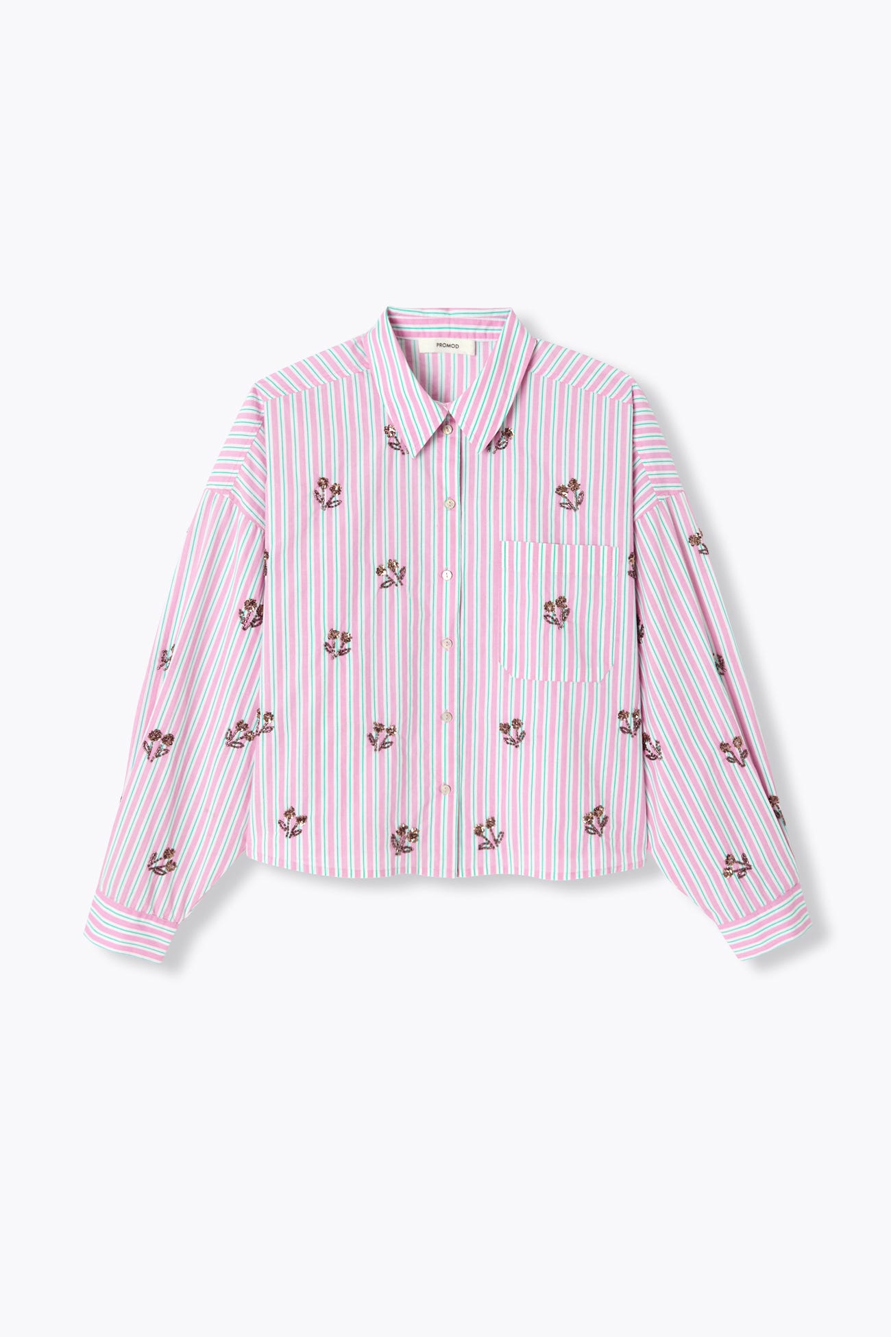 Chemise rayée perlée Femme
