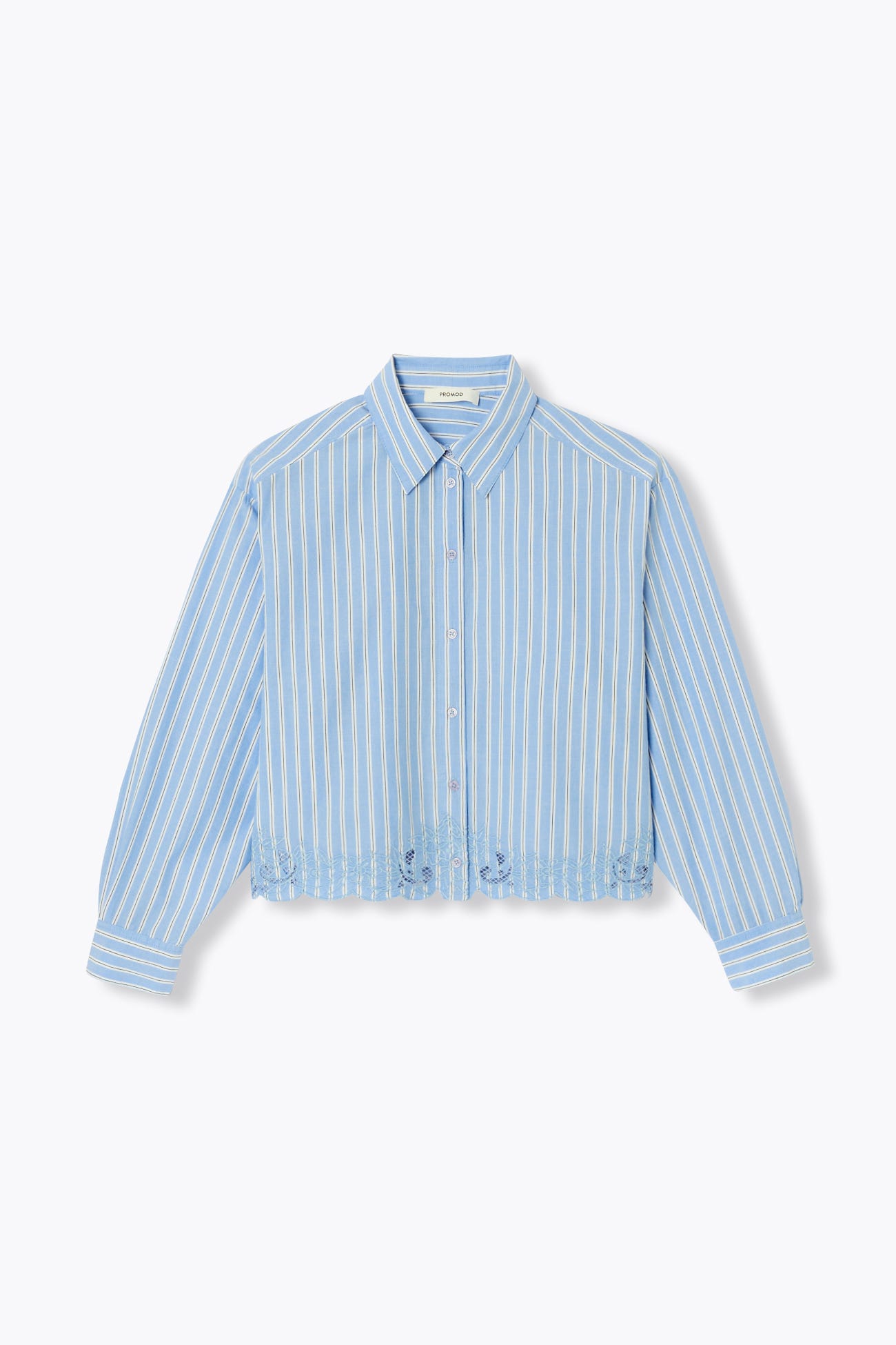 Camicia a righe con pizzo