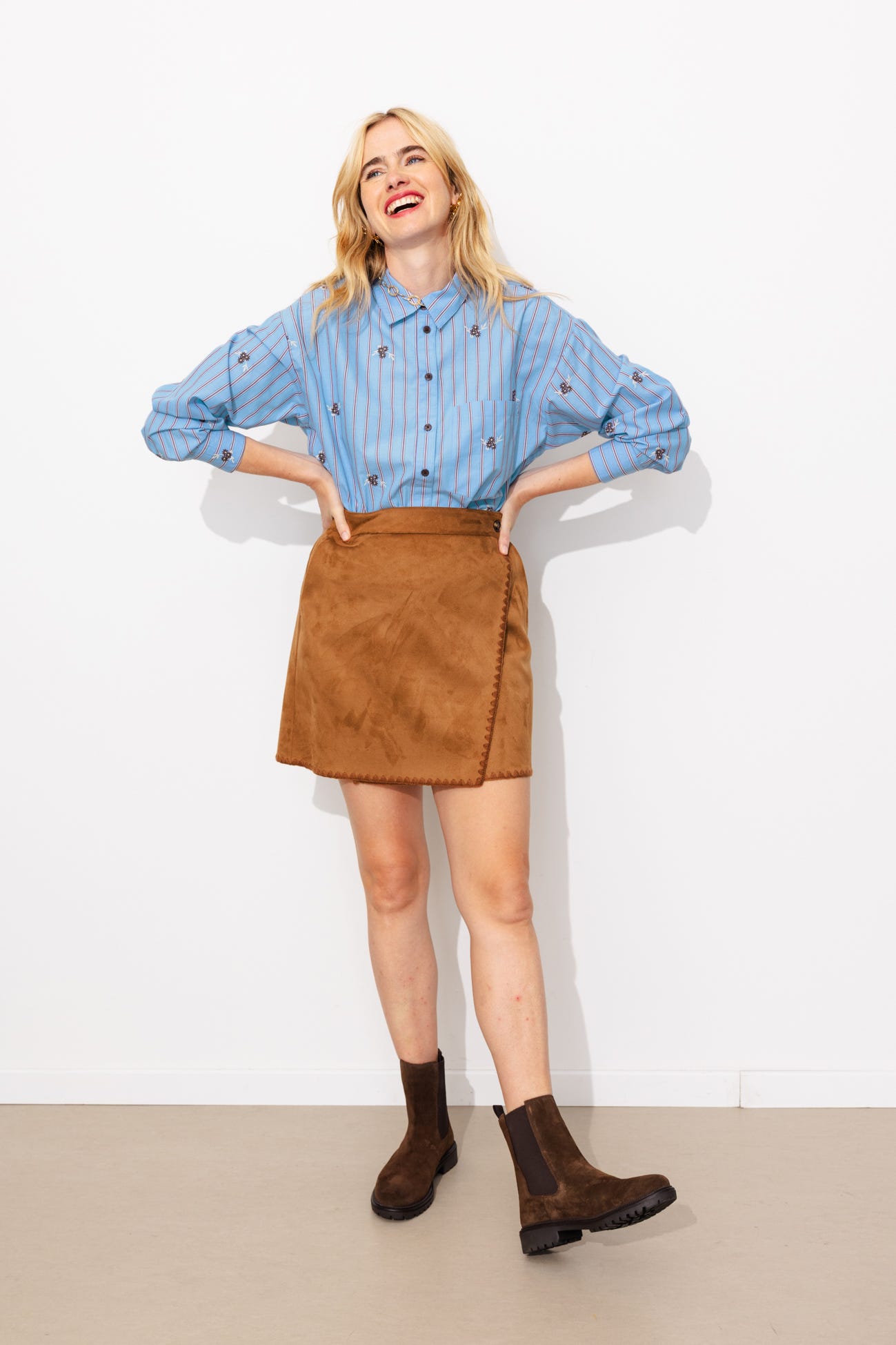 Chemise oversize rayée brodée
