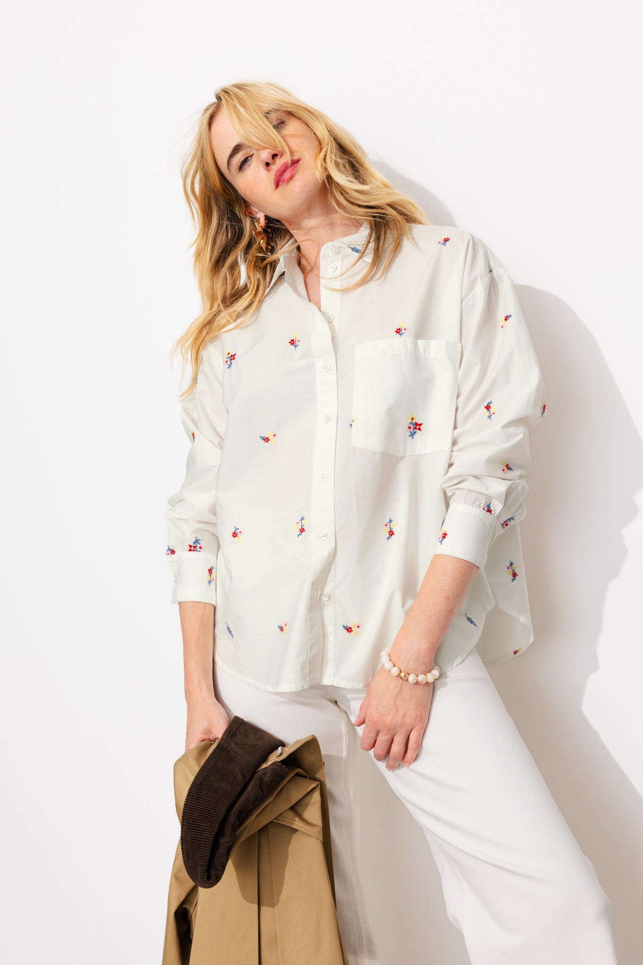 Chemise oversize brodée Femme