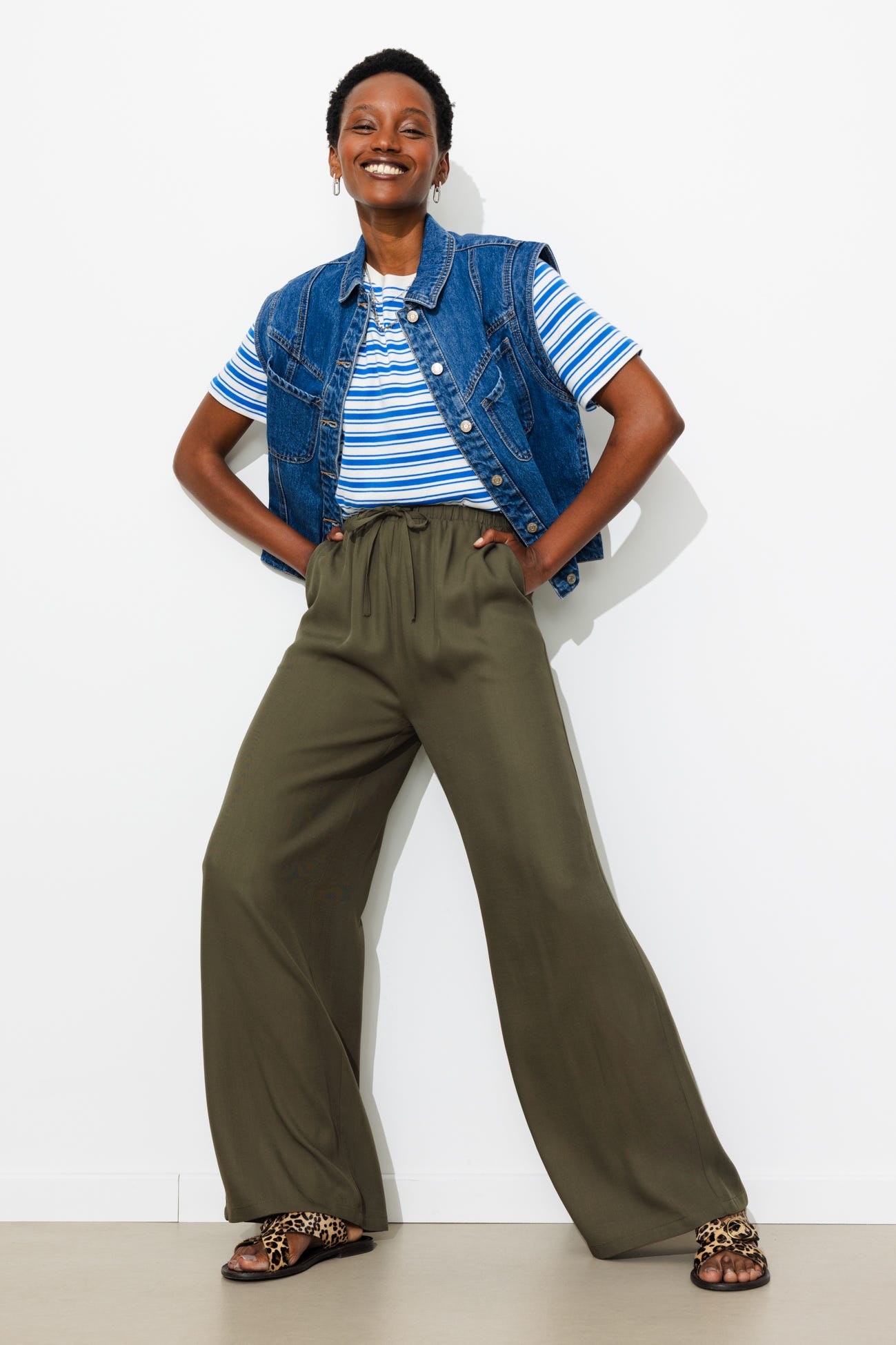 Pantalon large ceinturé Femme