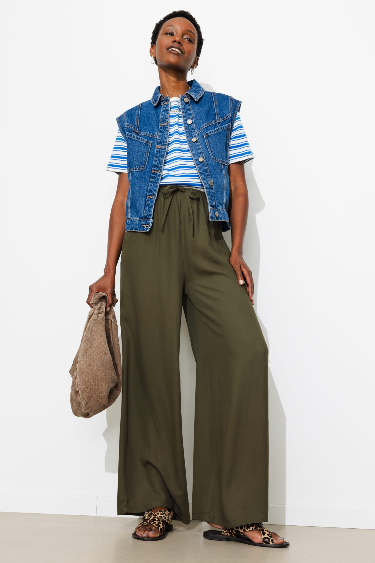 Pantalon large ceinturé Femme