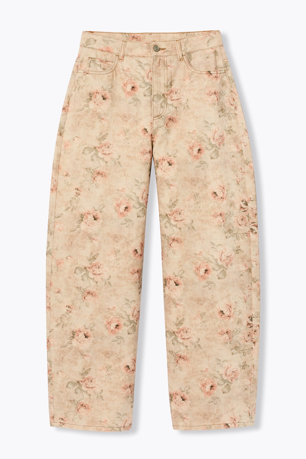 Pantalon barrel à fleurs 
