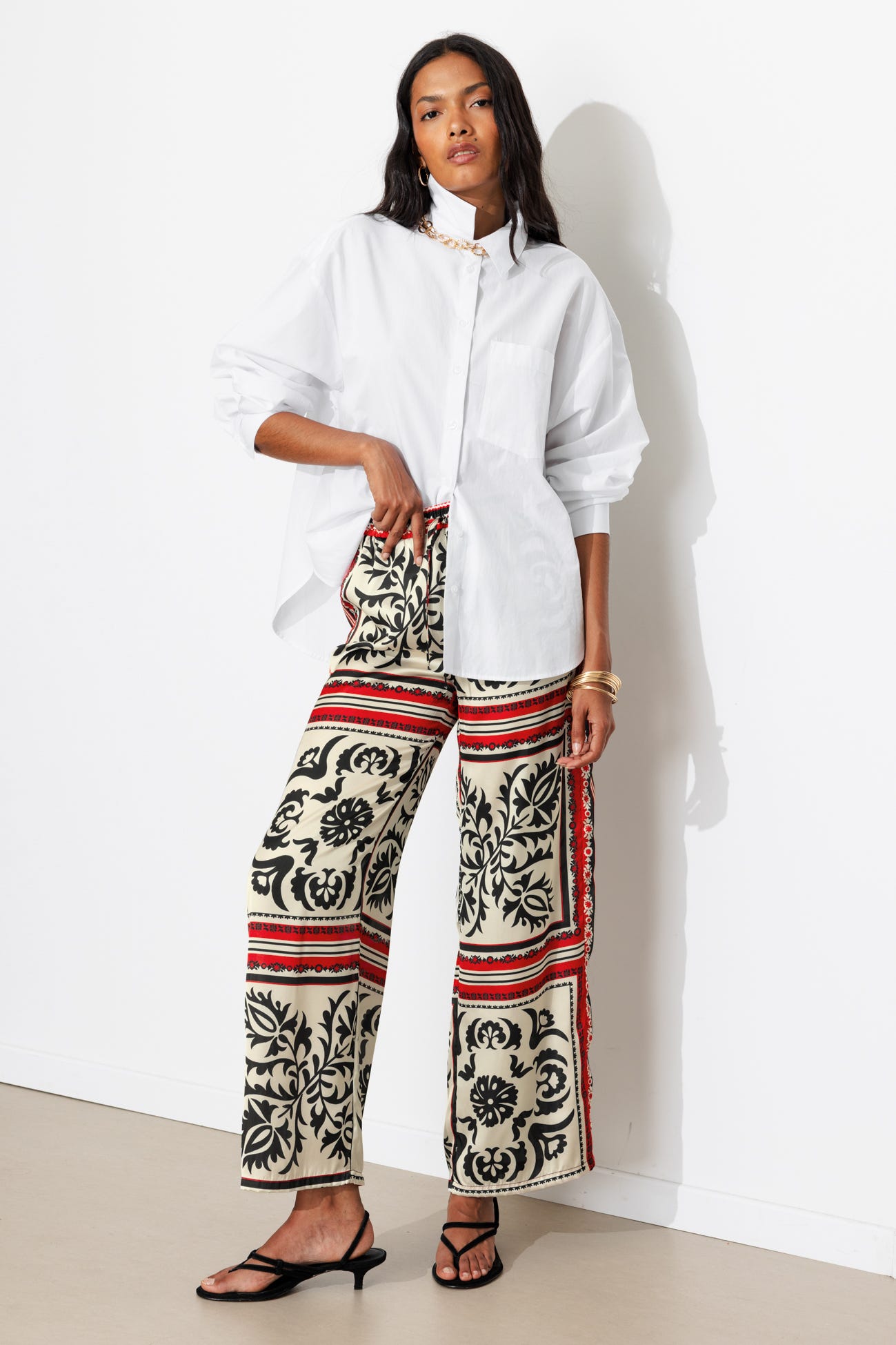Pantalon large en satin Femme