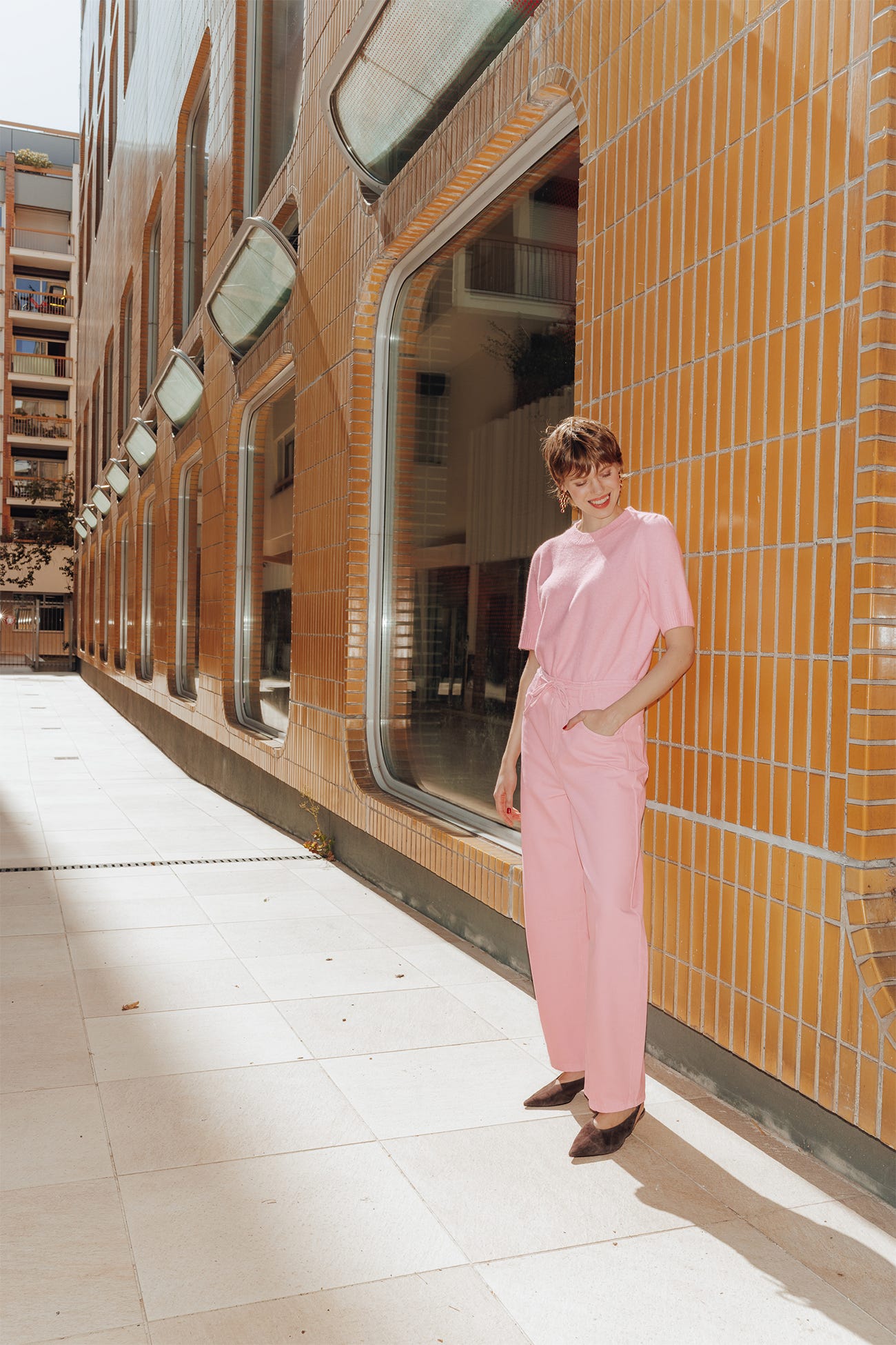Pantaloni barrel in tela Donna