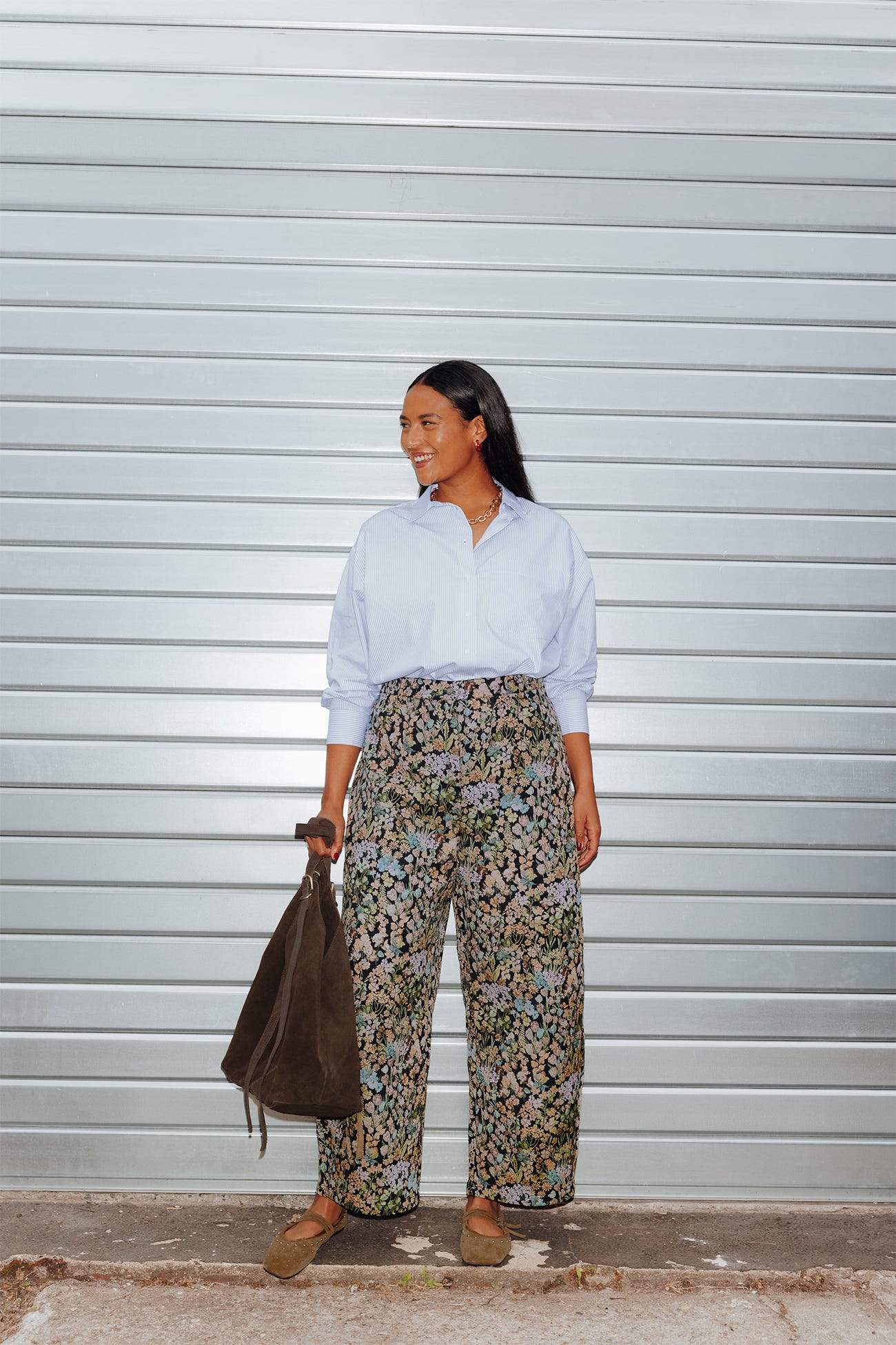 Pantaloni ampi jacquard fiori