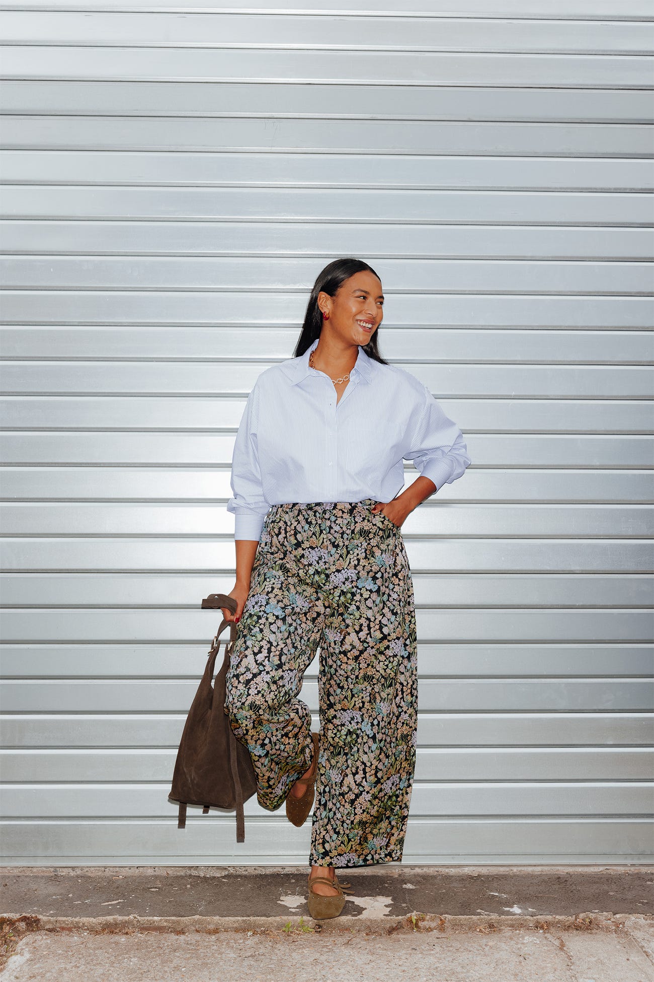 Pantaloni ampi jacquard fiori