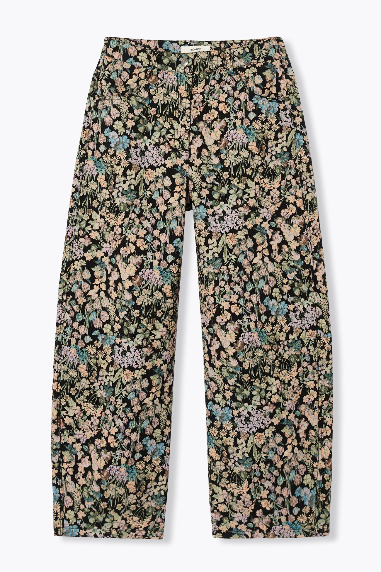 Weite Blumen-Jacquardhose