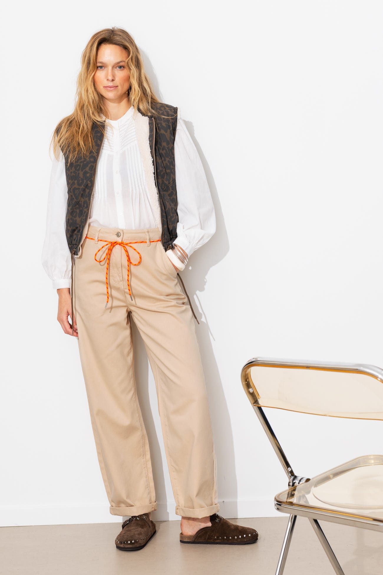 Pantalon chino taille haute