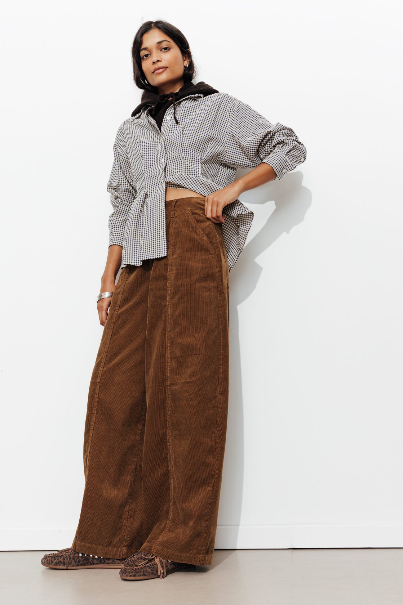 Pantalon barrel velours côtelé