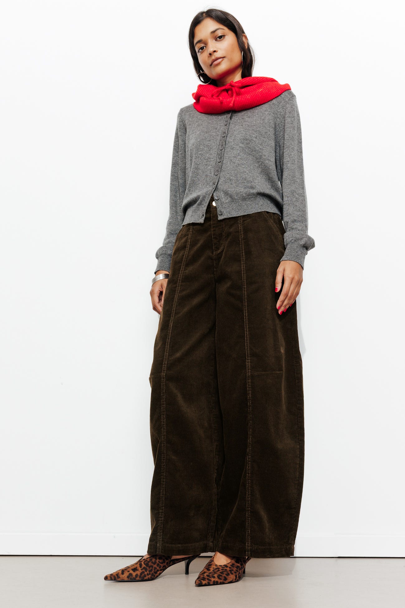 Pantalon barrel velours côtelé