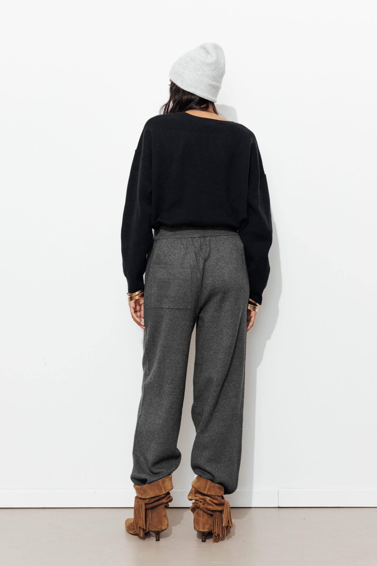 Balloon-shape knit trousers