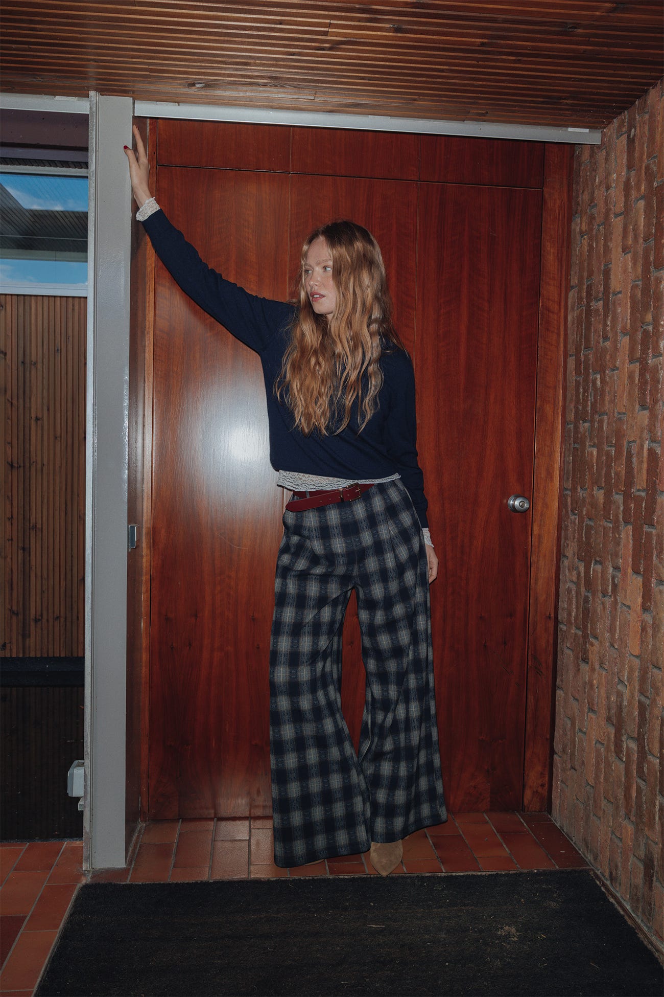 Pantalon large à carreaux