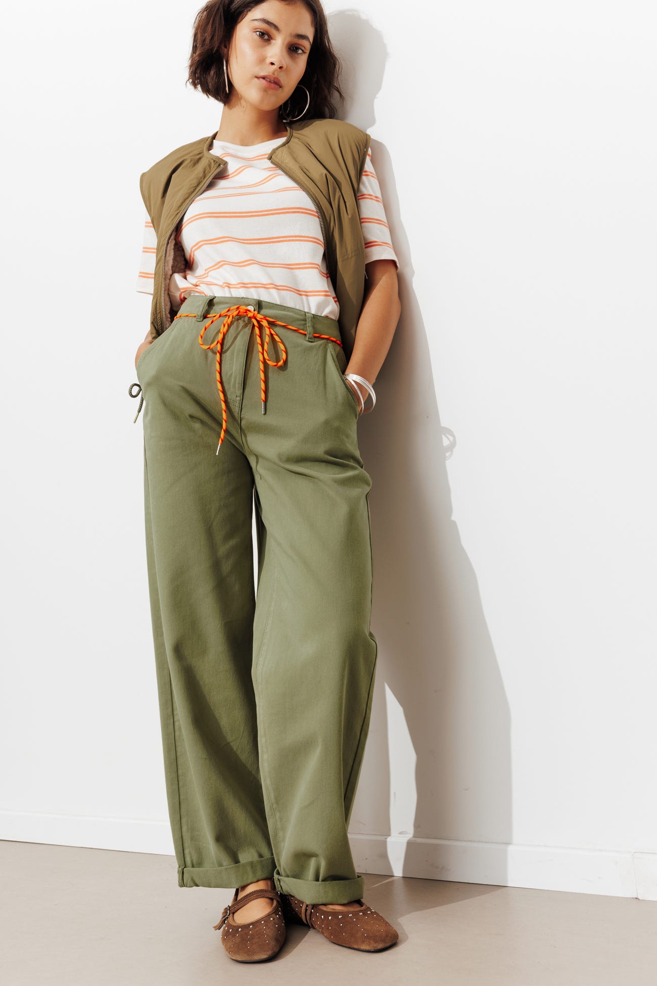 Pantalon chino taille haute