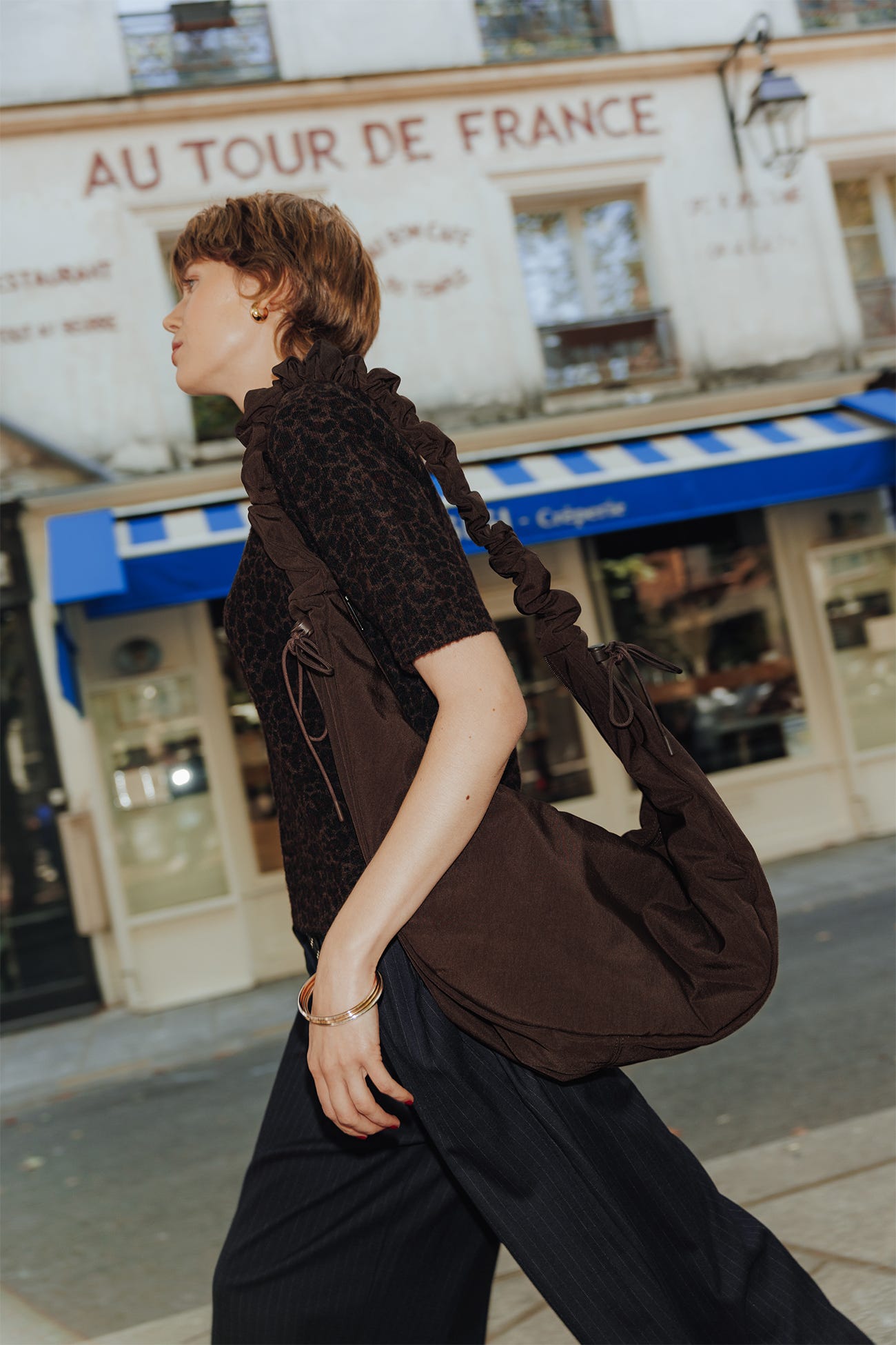 Sac demi-lune en toile Femme