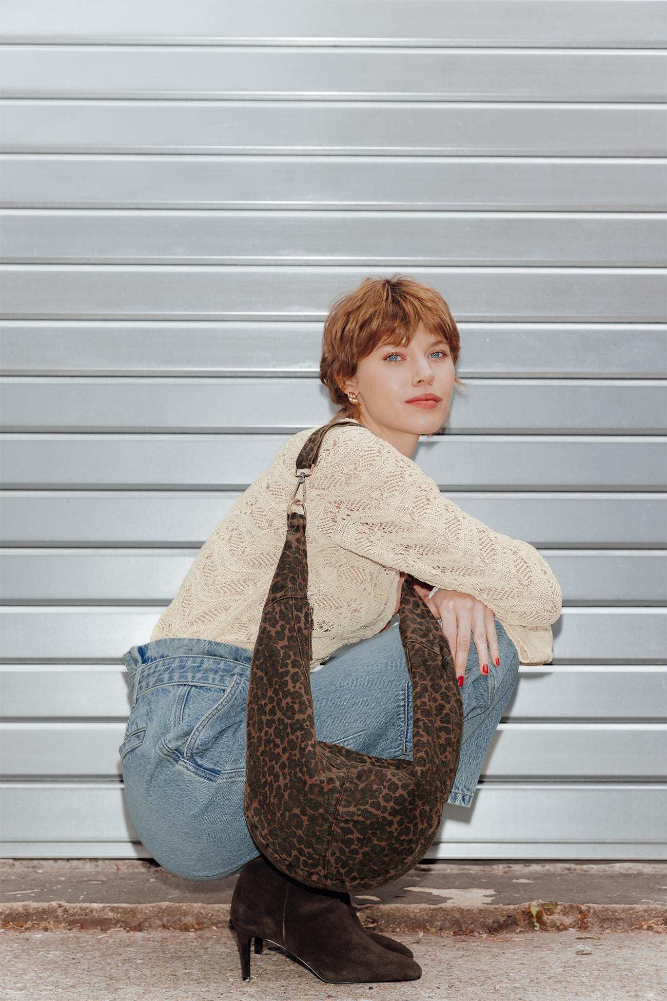 Bolso media luna leopardo