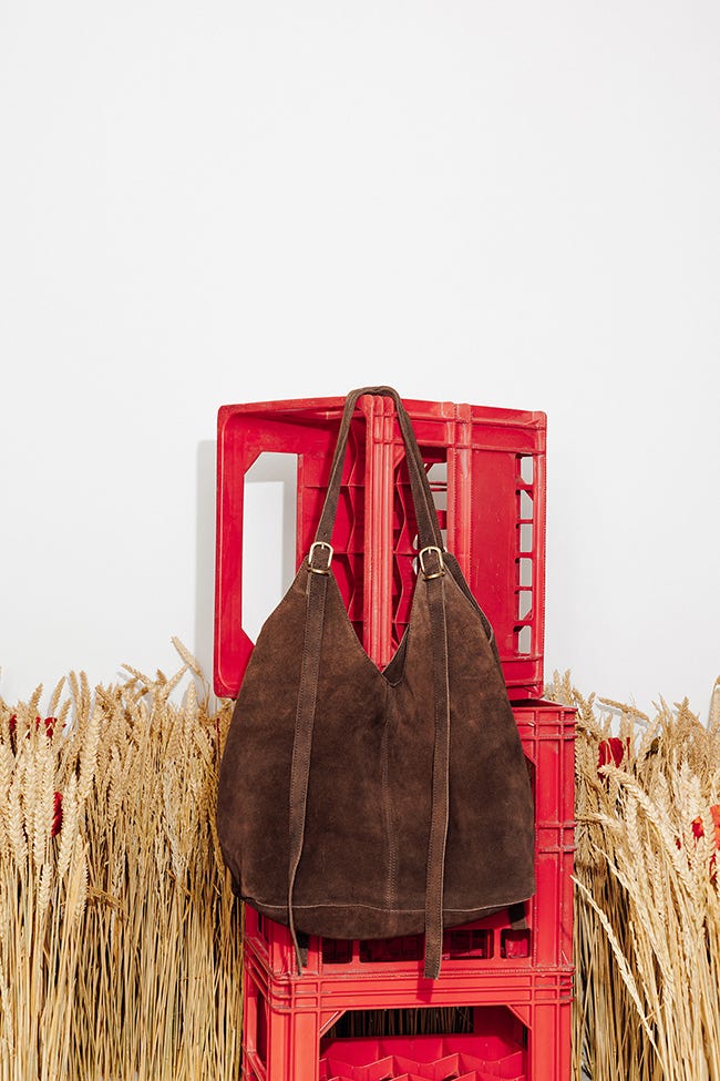 Roomy suede leather bag