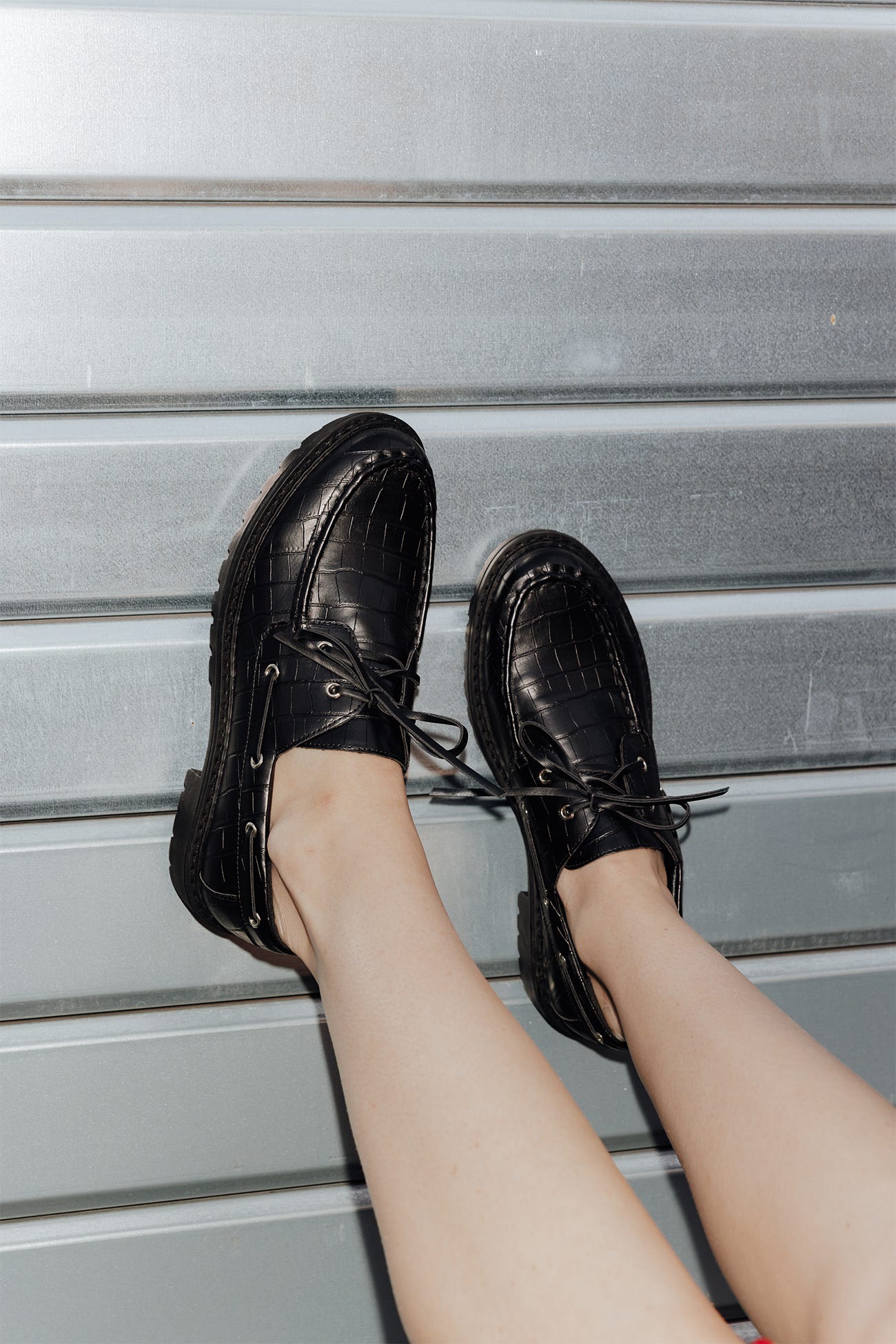 Mocassin en simili croco Femme